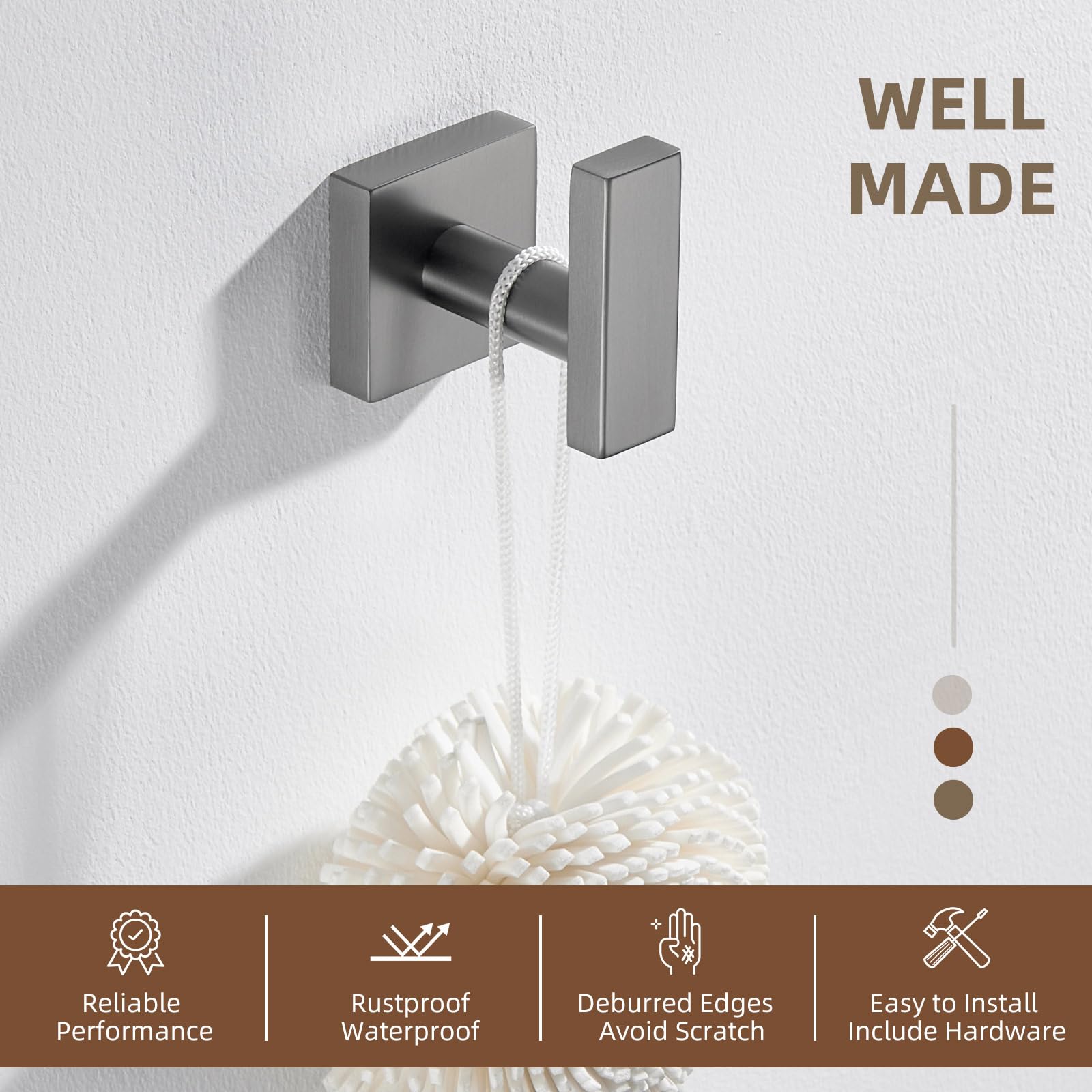 Gunmetal Gray Bathroom Towel Hook
