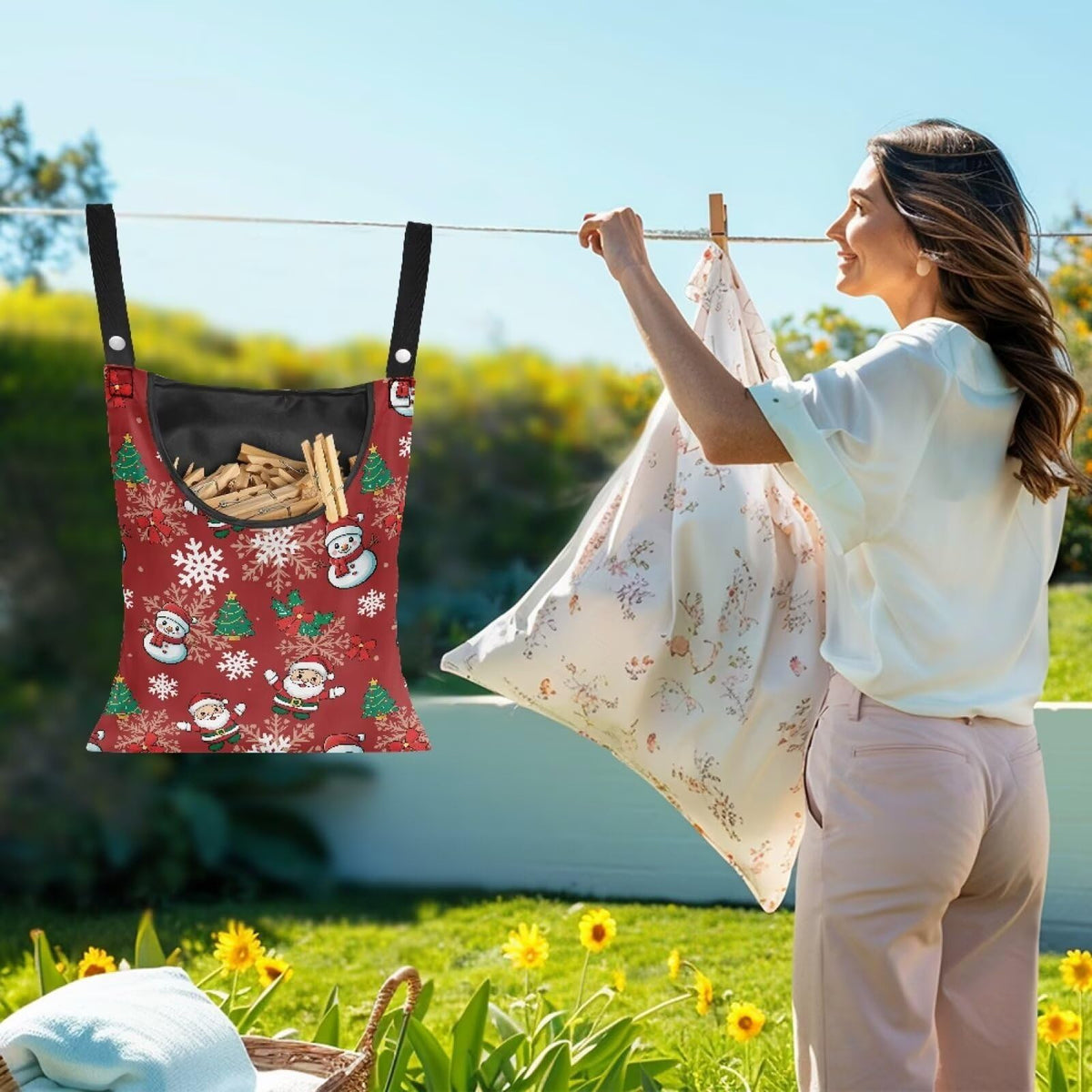 Christmas Theme Handy Clothespin Bags Maple Leaf Space