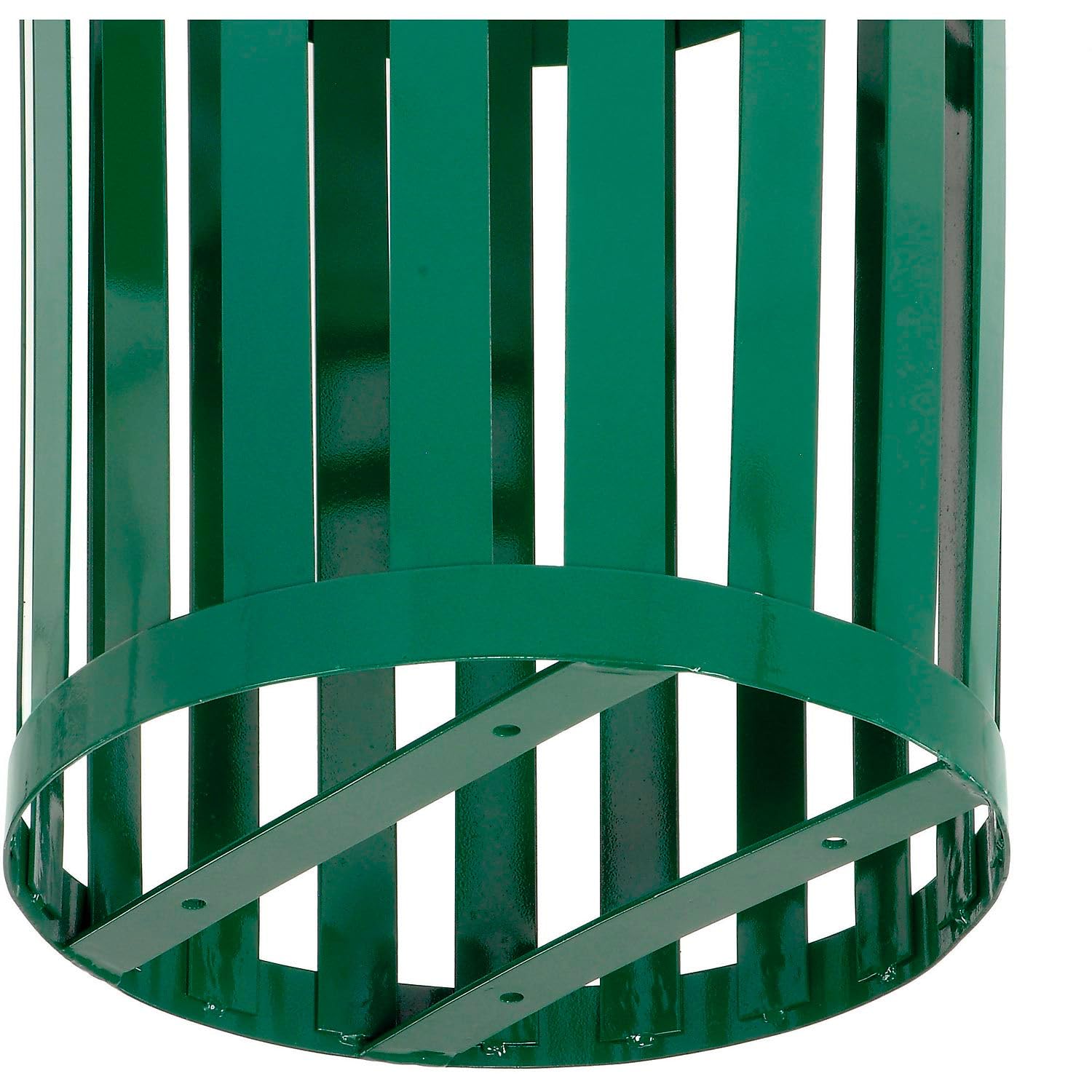 Heavy Duty 36 Gallon Cap Outdoor Metal Slatted Trash Can