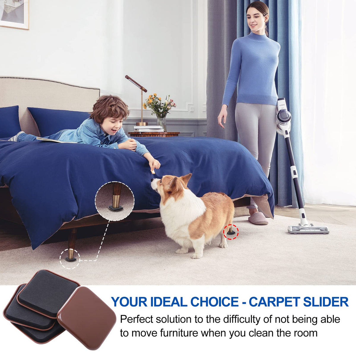 Furniture Sliders for Carpet (24 Count)