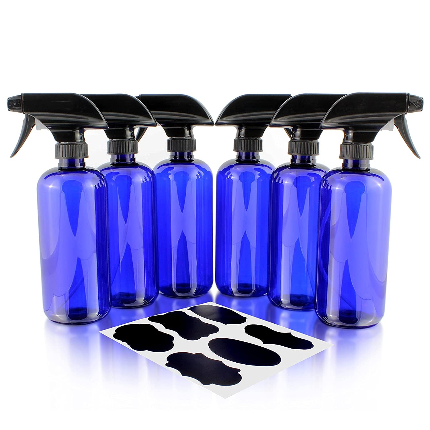 16oz Blue PLASTIC Spray Bottles w (6 Count)