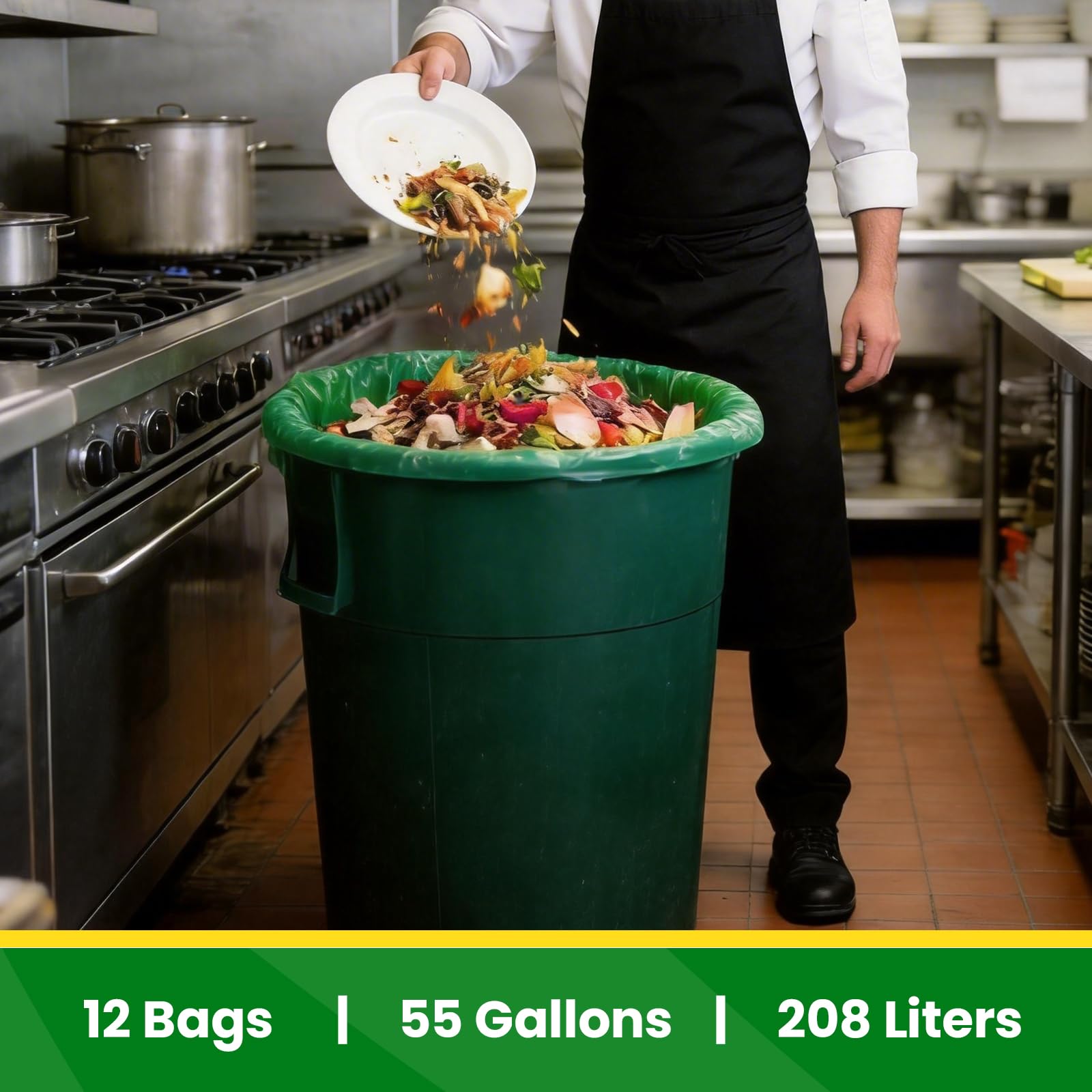 55 60 Gallon Compostable Trash Bags Liners (12 Count)