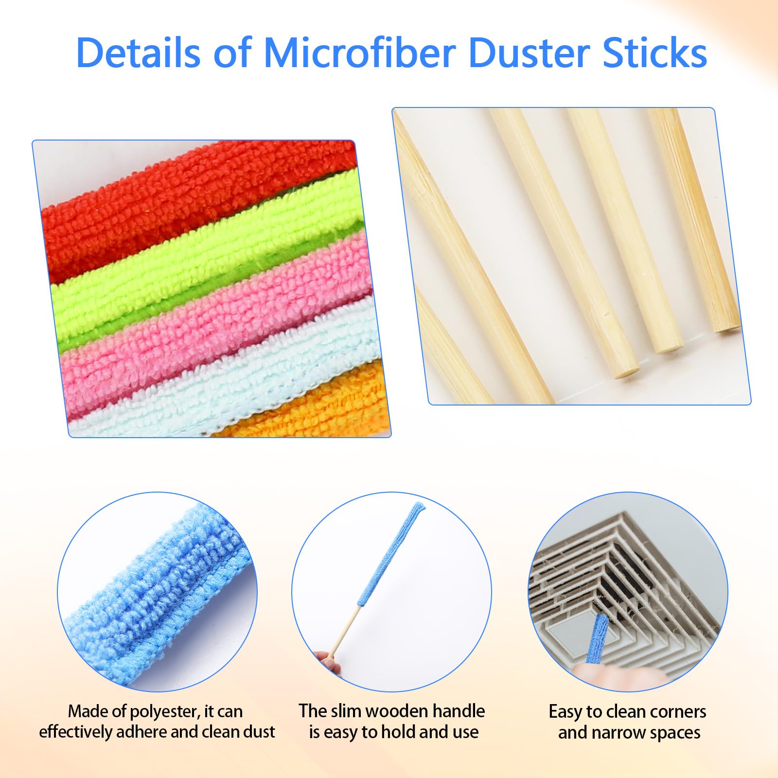 12 Pcs Microfiber Detail Duster Sticks Fan Cleaning Brush Crevice Cleaning Tool AC Vent Cleaner Mini Split Cleaning Kit Fan Blade Cleaner Dusters for Cleaning Home Car Window Blind (12 Count)