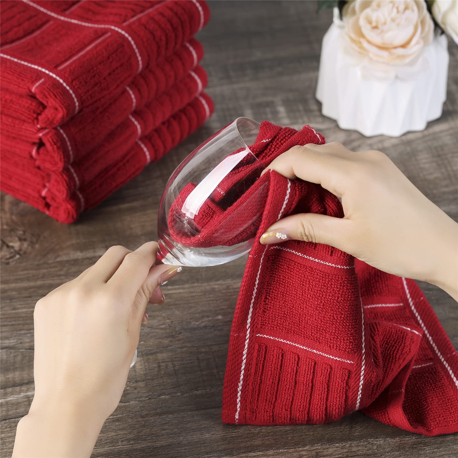 Red Kitchen Towels and Dishcloths Set (8 Count)