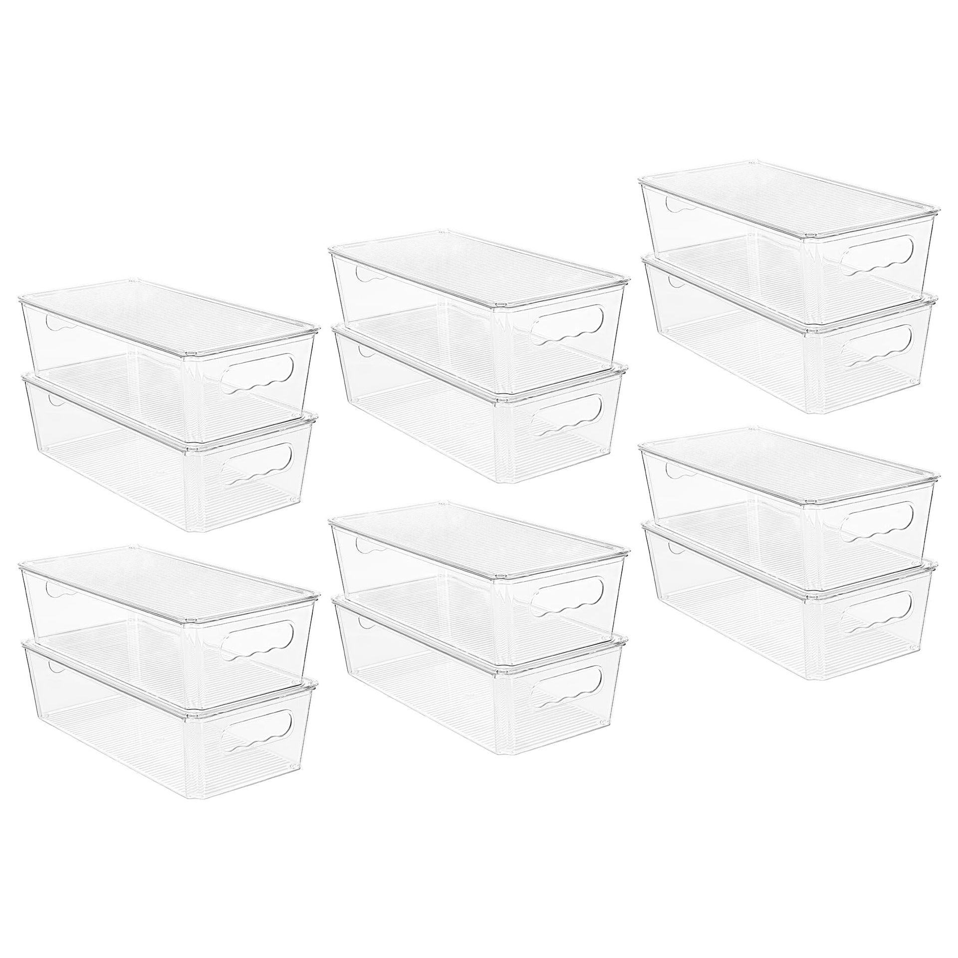 12pcs Clear Stackable Storage Bins with Lids (12 Count)