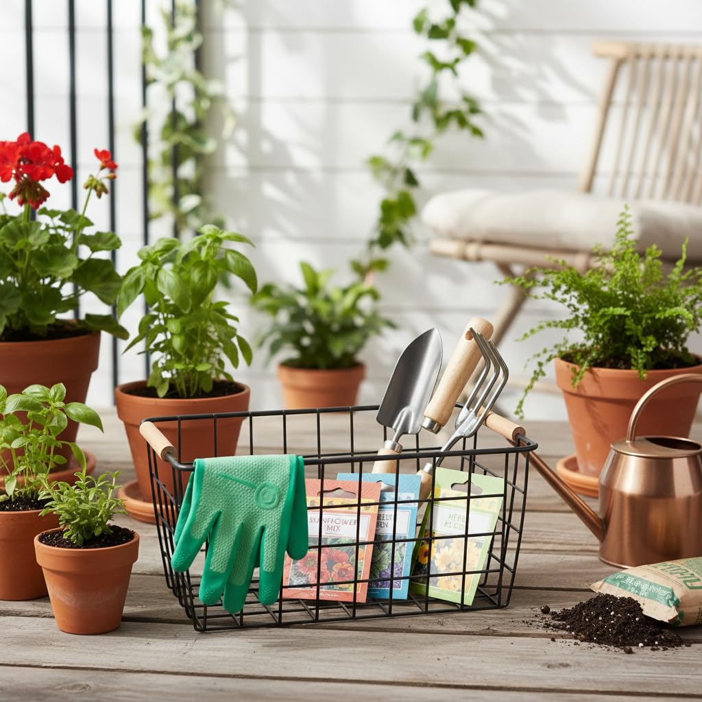 Wire Baskets with Wooden Handles Wire Storage Organizer Bin Baskets (2 Count)