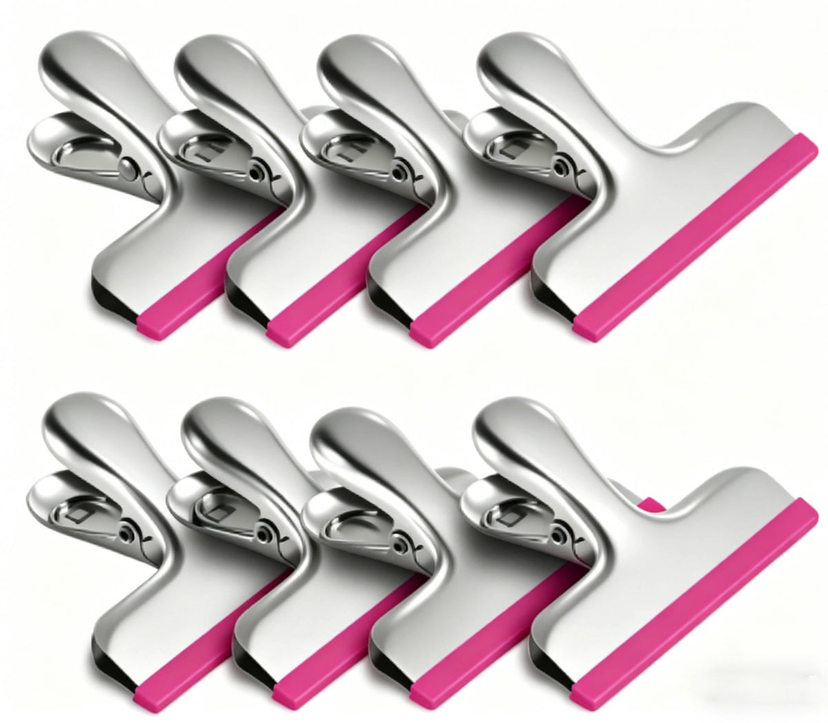 8 Pack Stainless Steel Chip Bag Clips Covered with Silicone