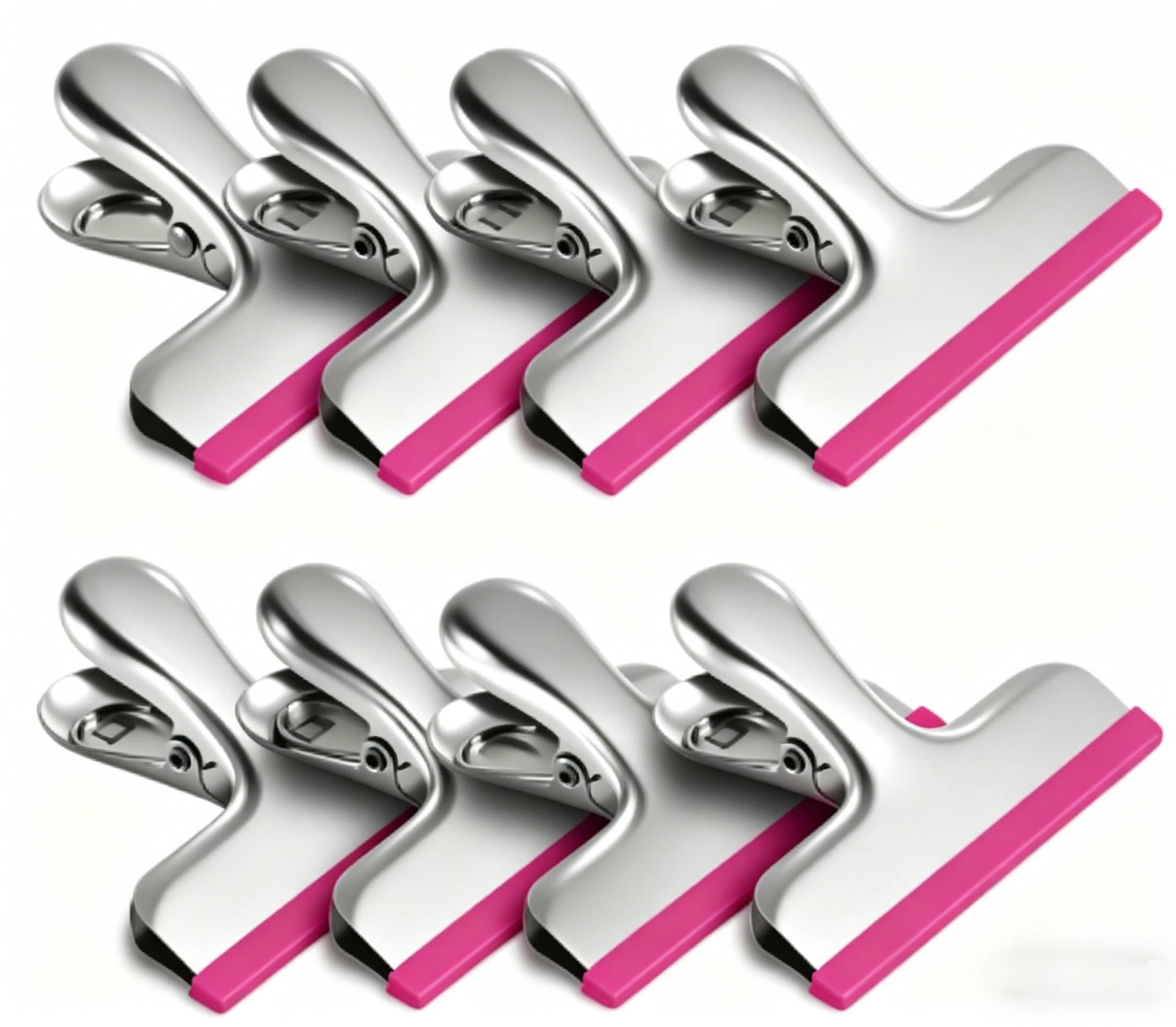 8 Pack Stainless Steel Chip Bag Clips Covered with Silicone