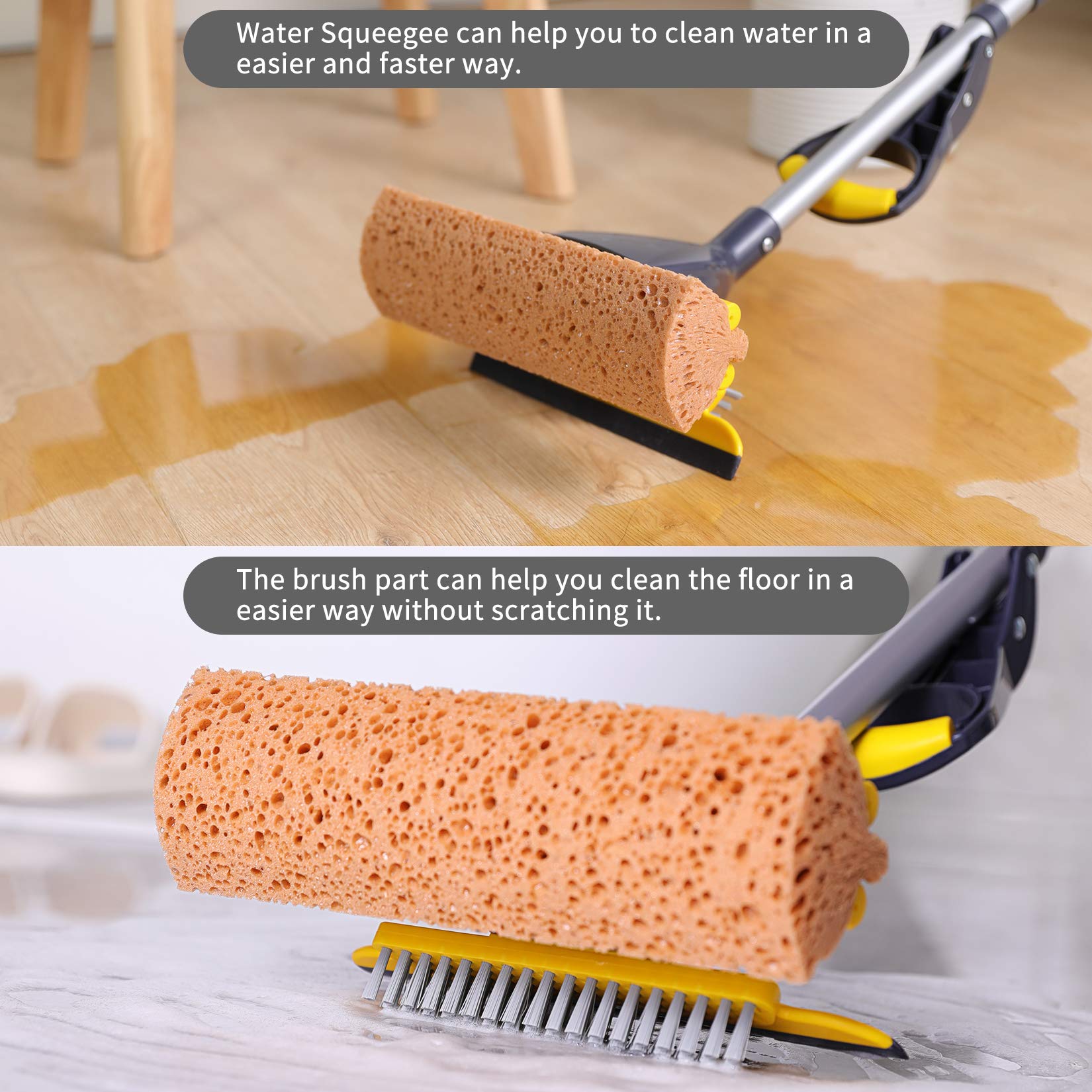 Sponge Mop Home Commercial Use Tile Floor Bathroom Garage Cleaning (3 Count)