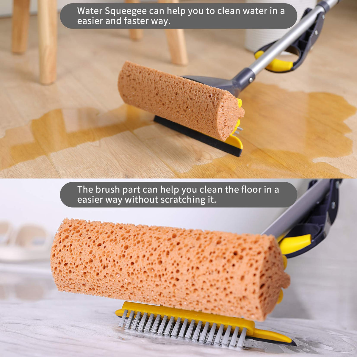 Sponge Mop Home Commercial Use Tile Floor Bathroom Garage Cleaning (3 Count)