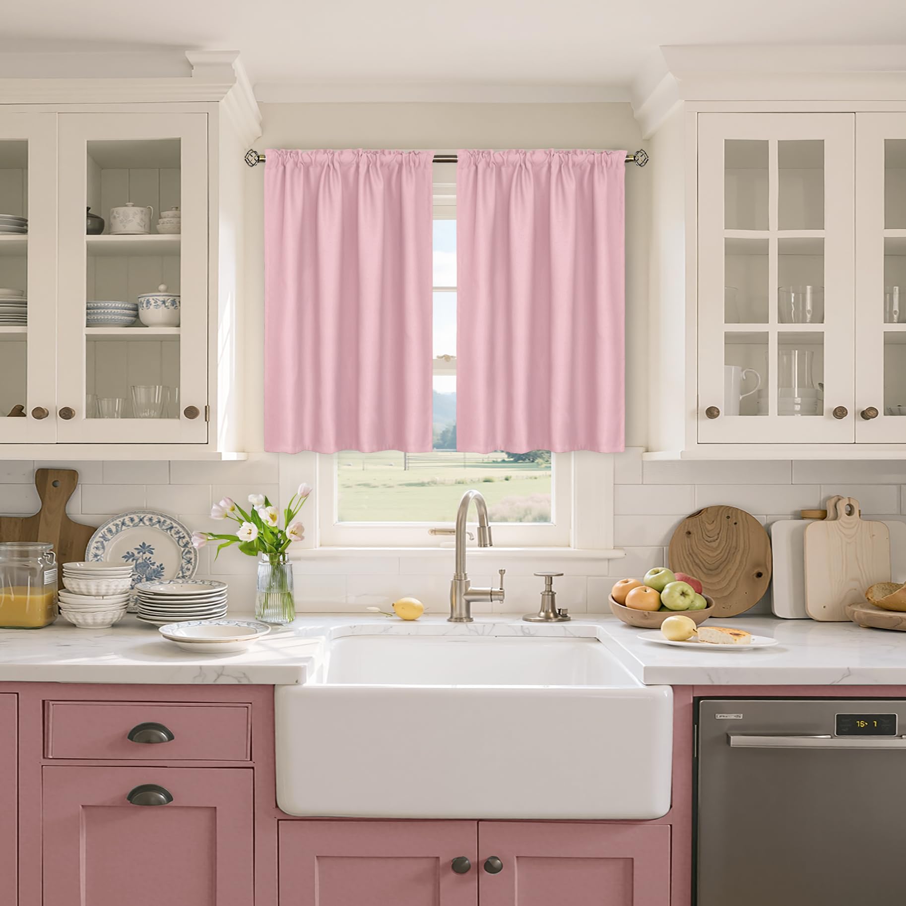 Light Pink Curtains 36 Inch Length (2 Count)