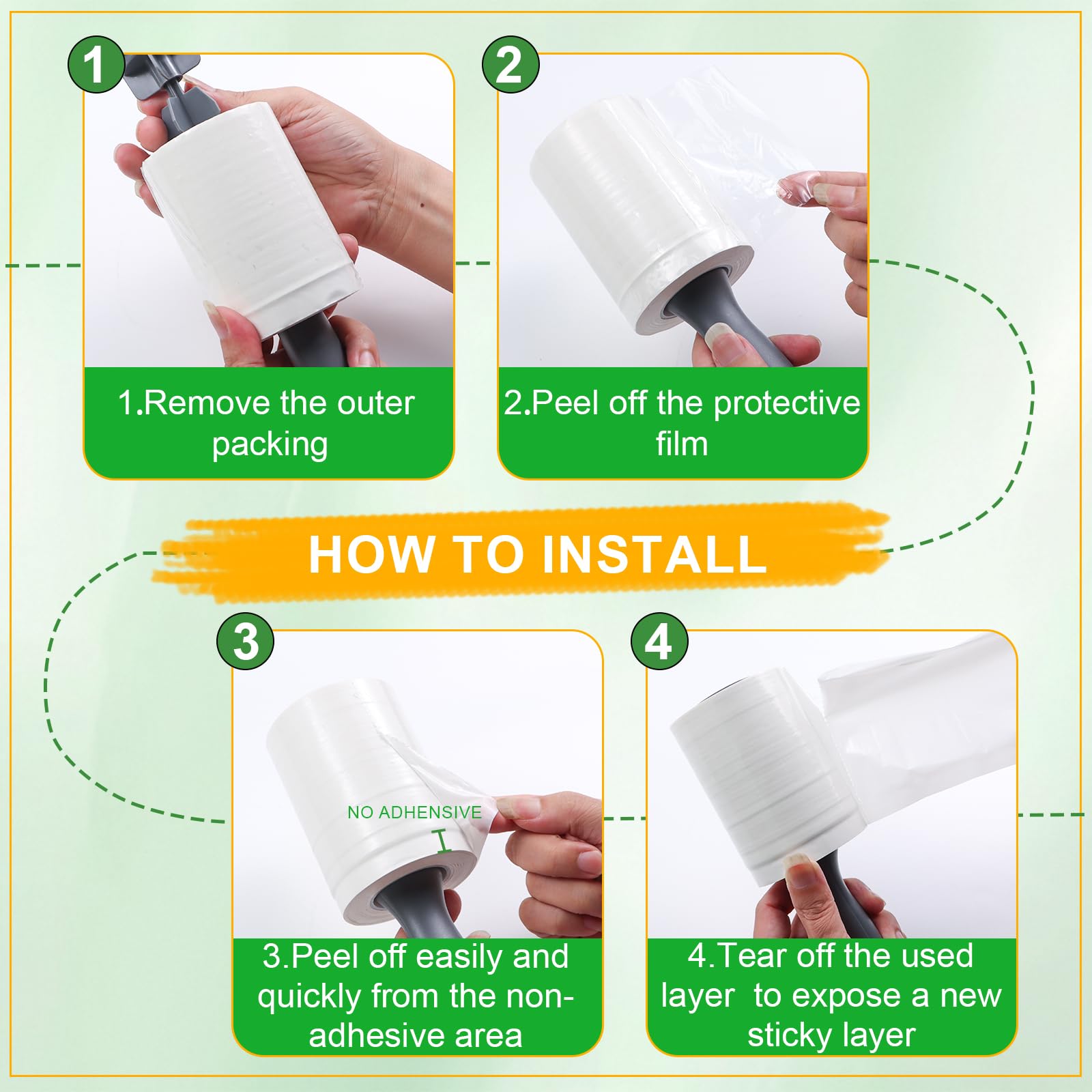 Lint Roller for Pet Hair 500 Sheets Extra Sticky Pet Hair Remover for Clothes Furniture Carpet Cleaner Cars Dogs Travel (500 Count)
