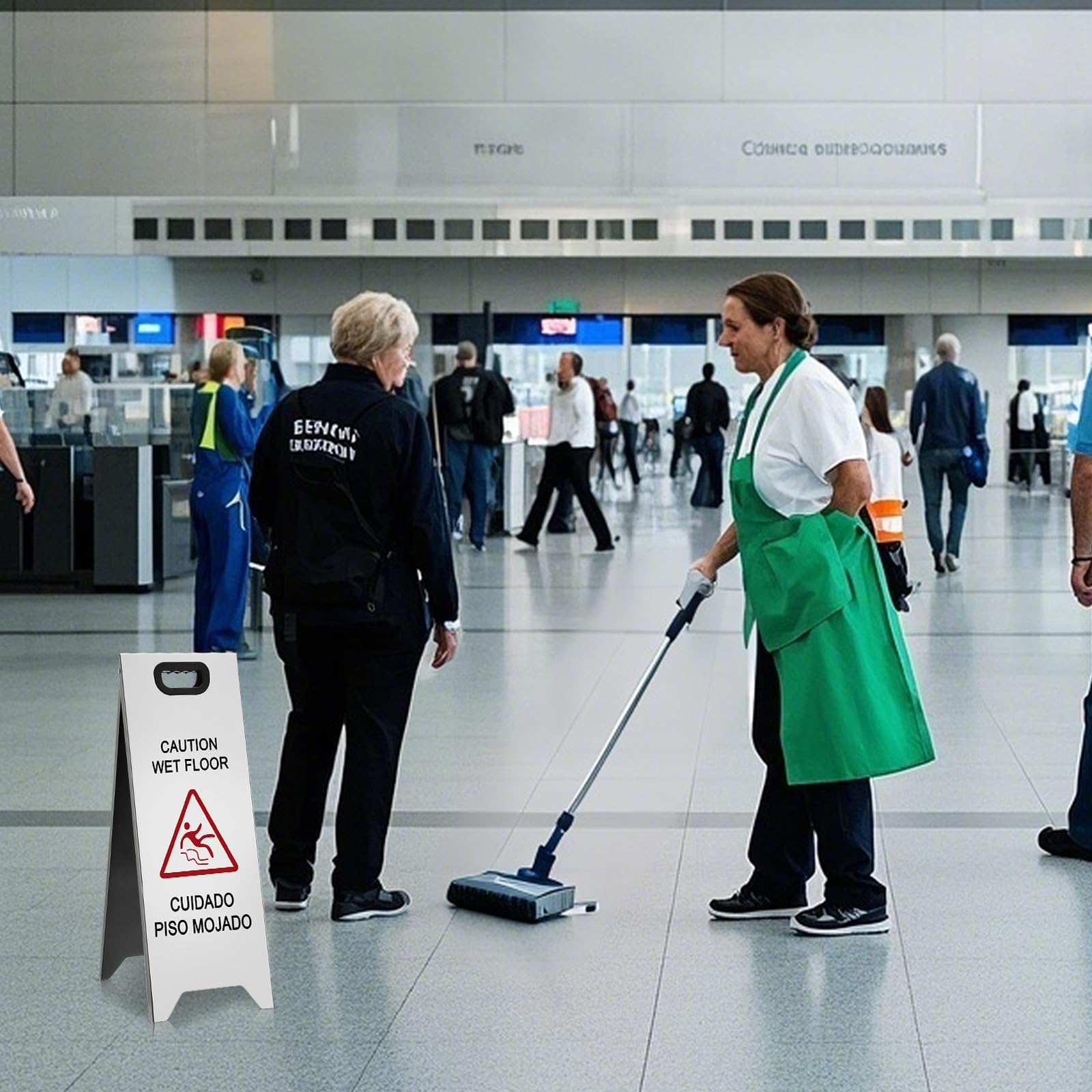 2 Pcs 24 Inch Stainless Steel Wet Floor Sign (2 Count)