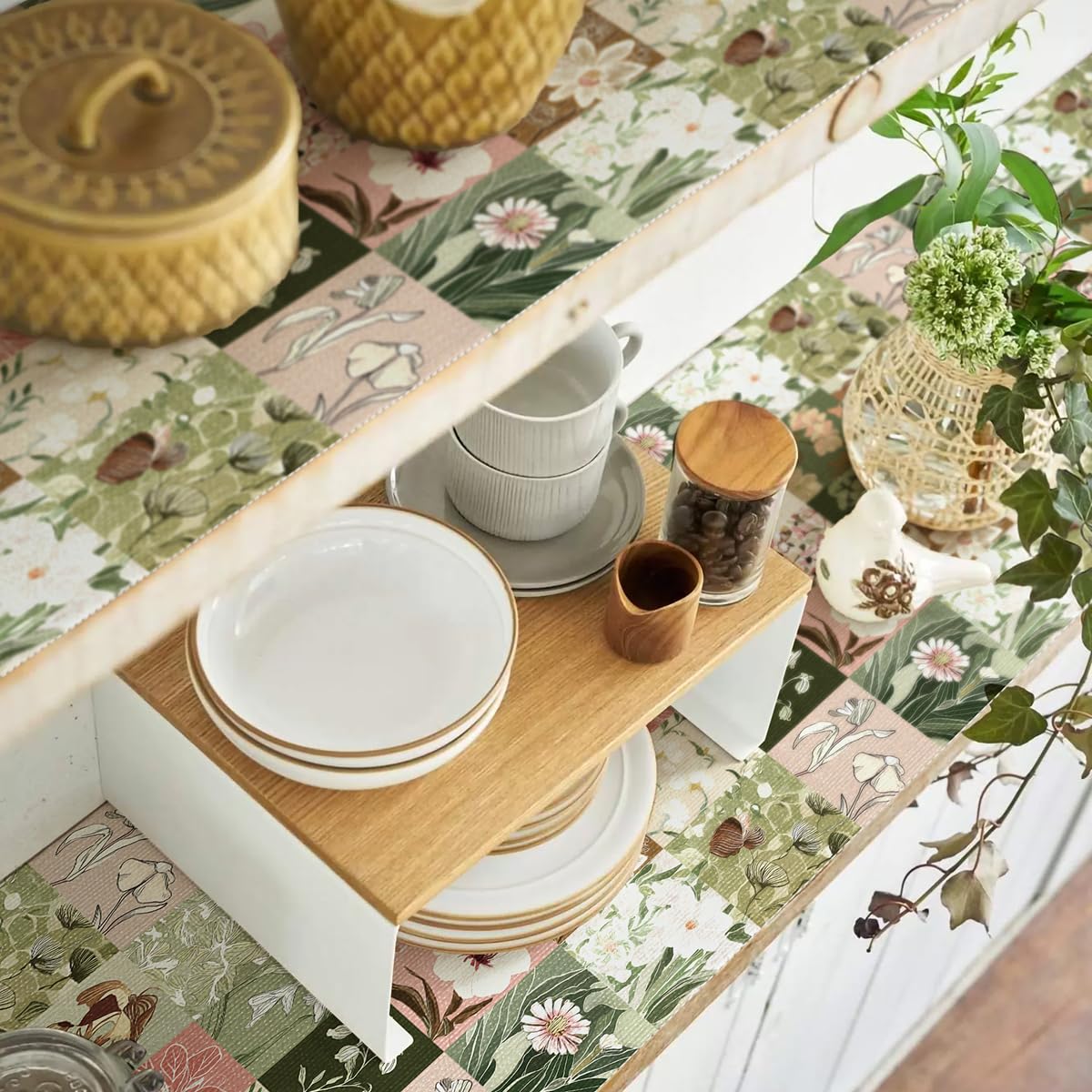 Shelf Liner for Cabinet Dresser Floral Drawer Liner 15.7In x 10FT