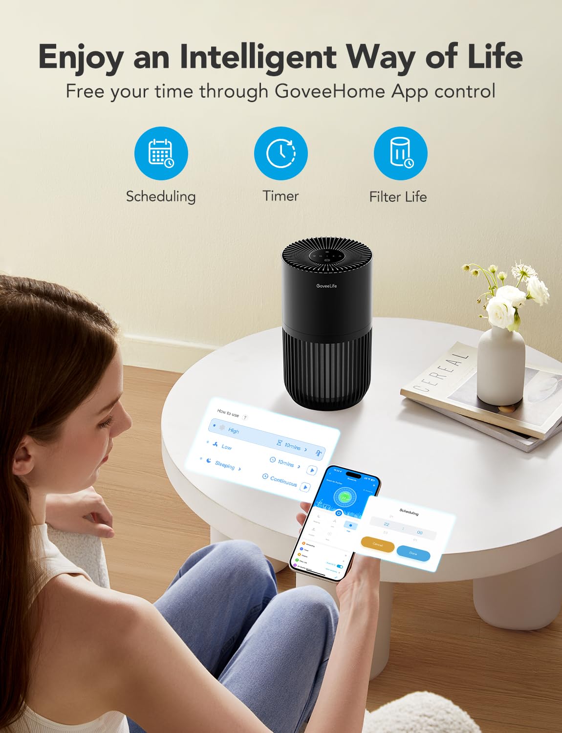 Smart Mini Air Purifier for Bedroom