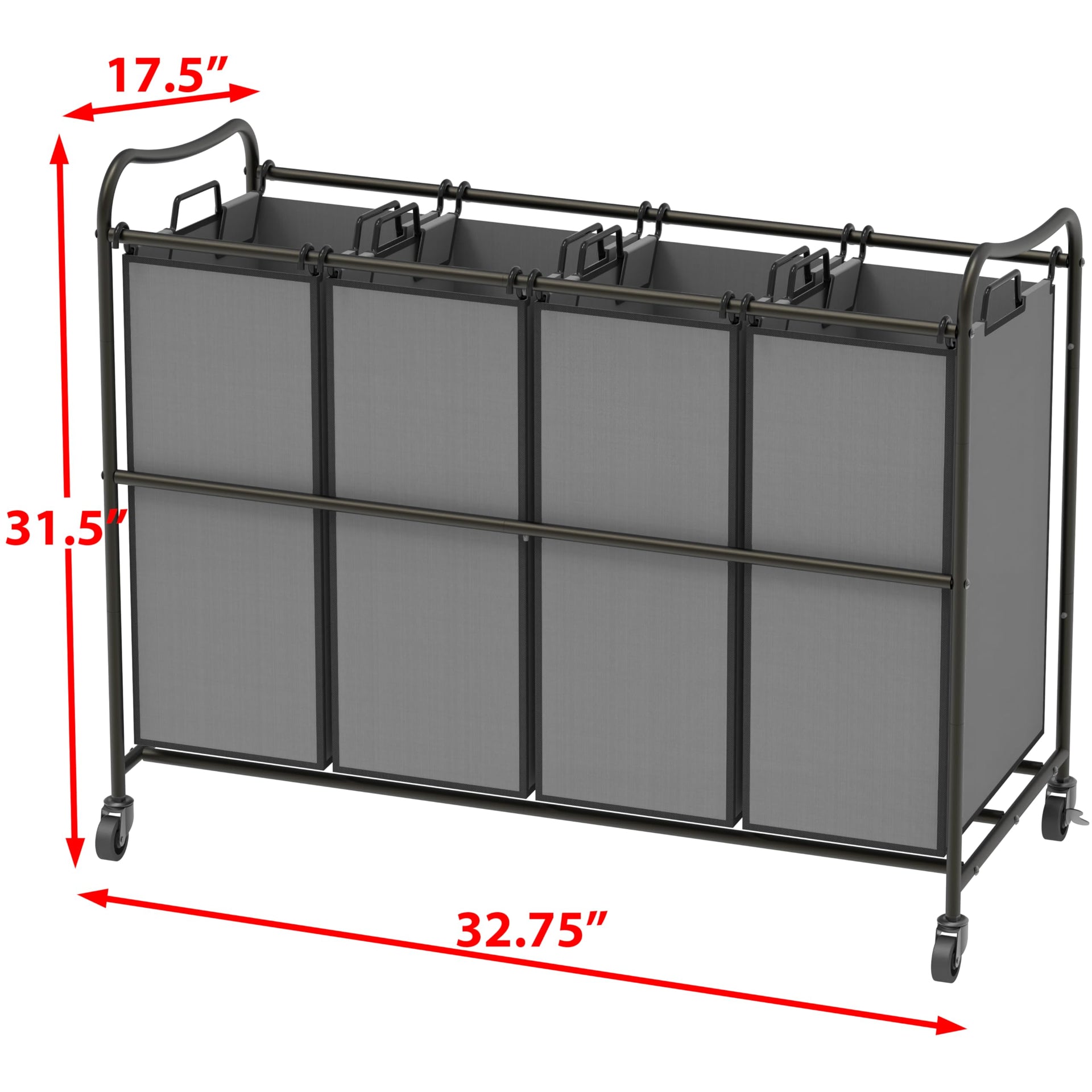 4 Bag Heavy Duty Laundry Sorter Rolling Cart