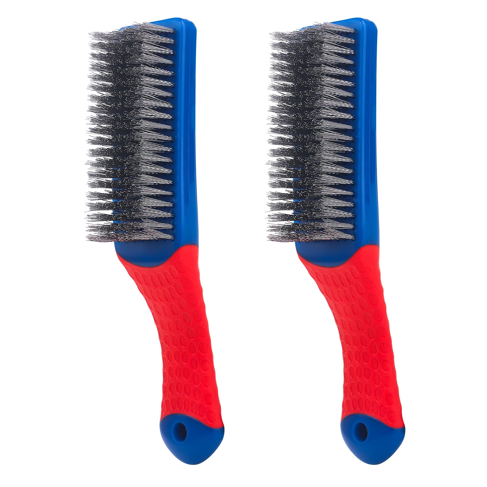 Wire Brushes 2 Pcs Steel Brushes Heavy Duty Carbon Steel and Stainless Steel Wire Scratch Brush with Rubber Ergonomic Handle (2 Count)