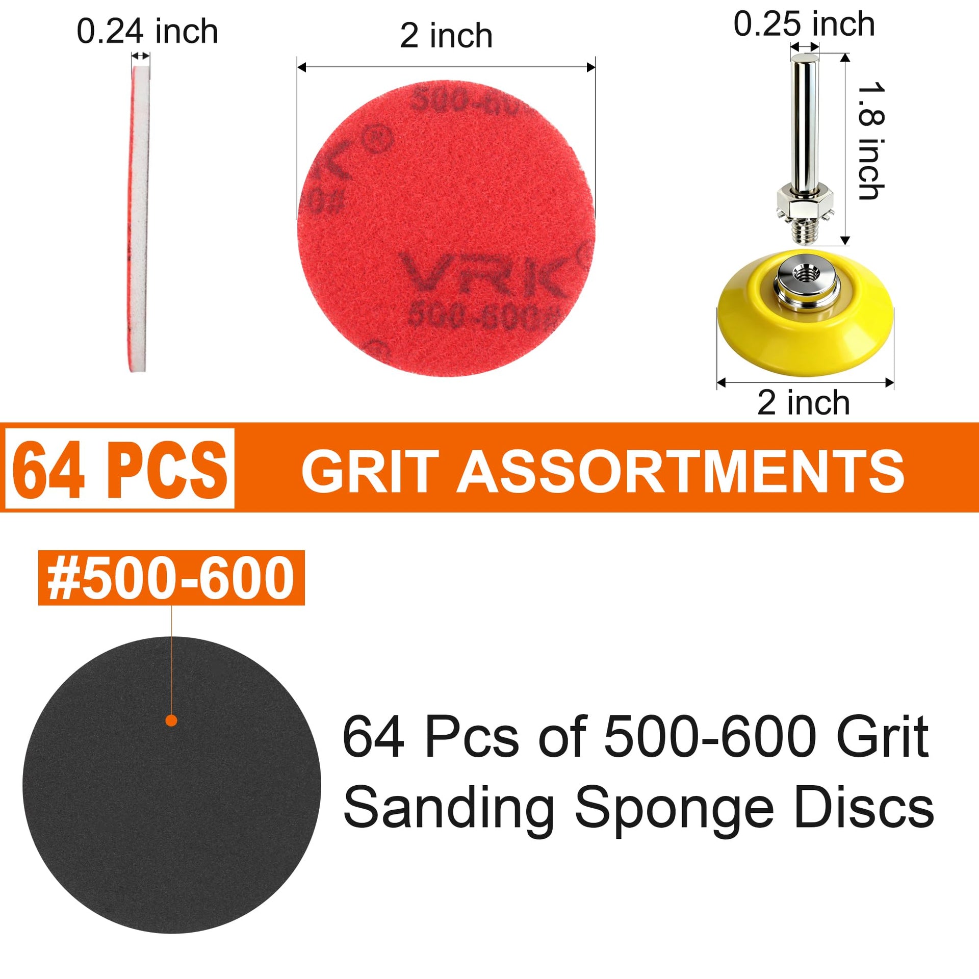 64 PCS 2 Inch Sanding Disc (64 Count)