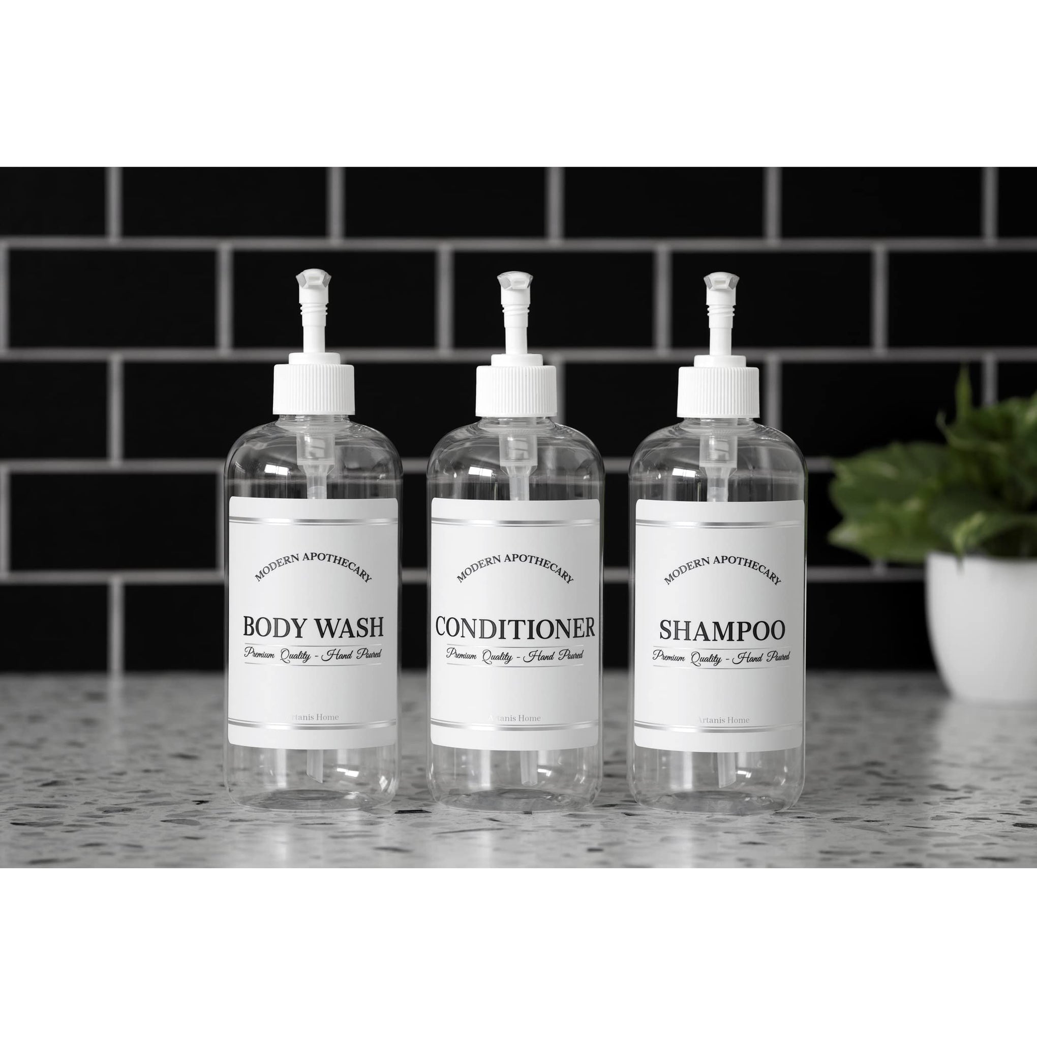 Clear Refillable Shampoo and Conditioner Bottles (3 Count)