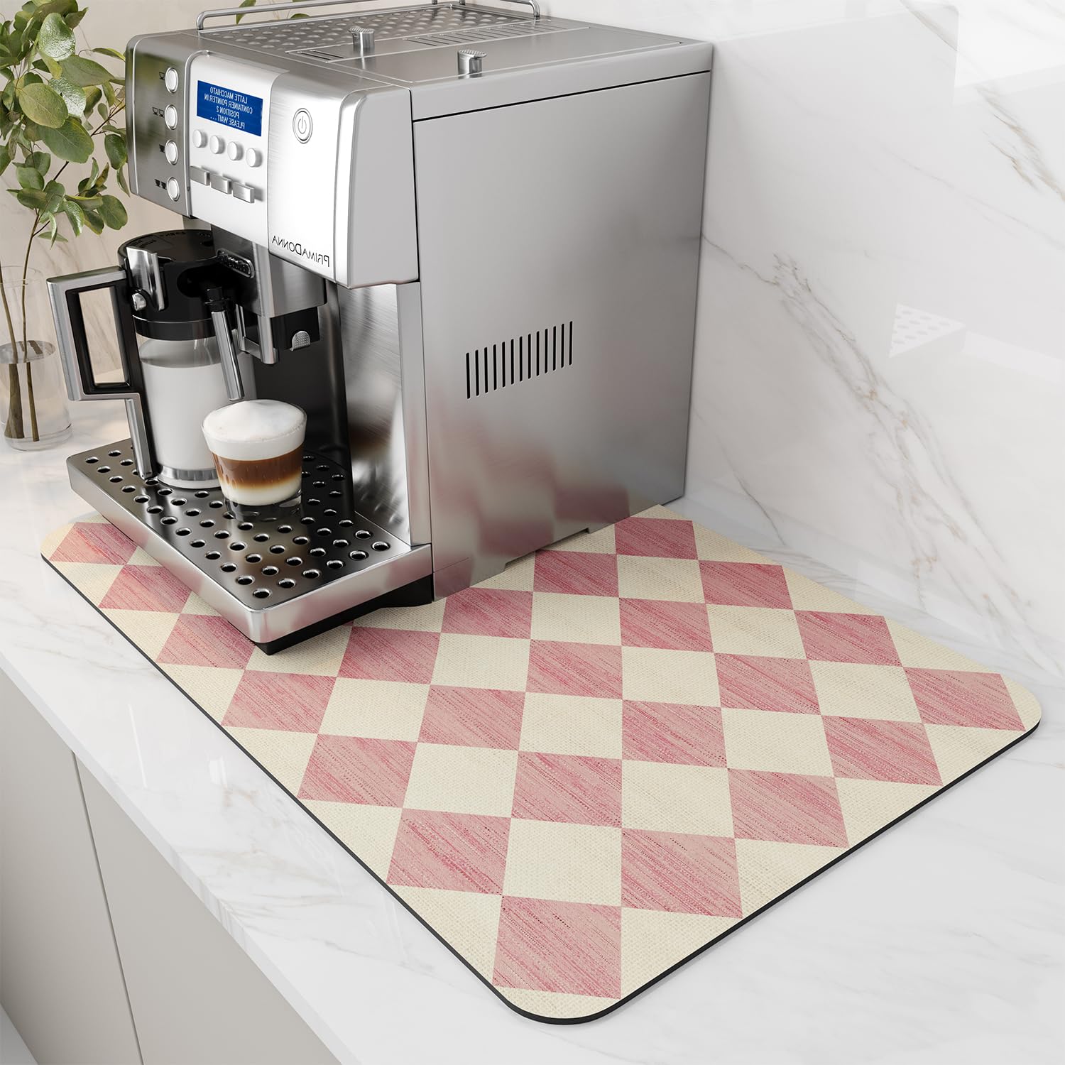 Coffee Mat Hide Stain Rubber Backed Absorbent Dish Drying Mat for Kitchen Counter