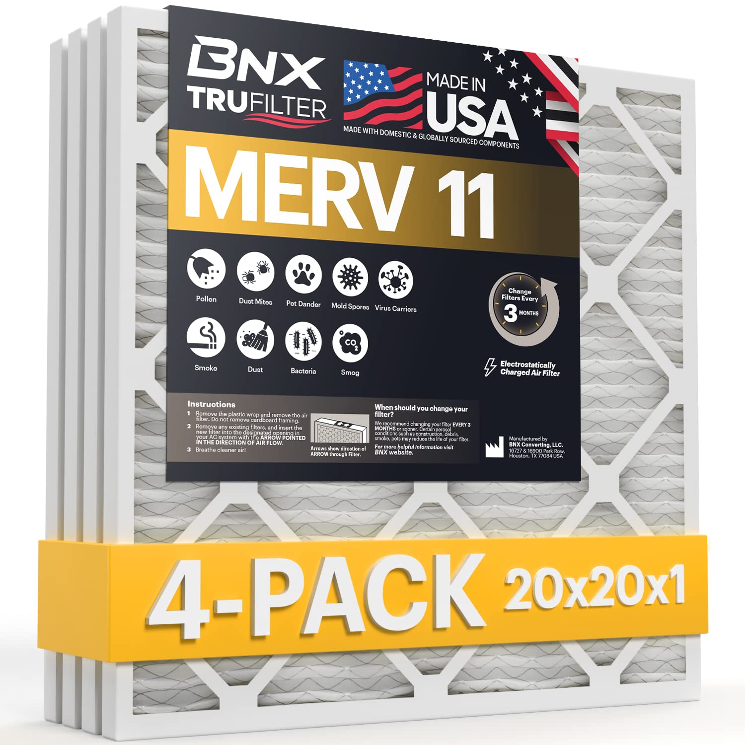 TruFilter 20x20x1 Air Filter MERV 11 (4 Count)