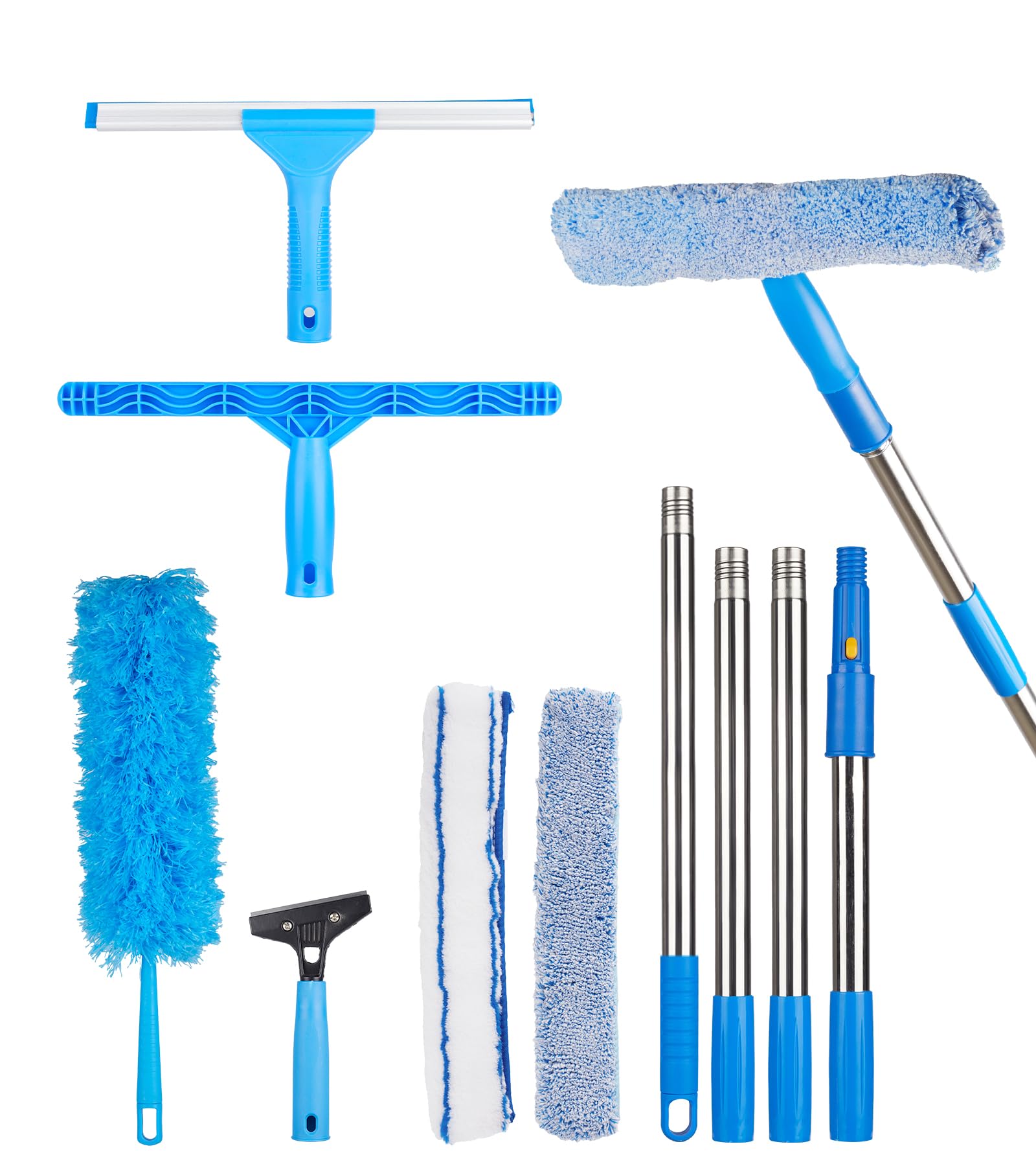 Window Squeegee Cleaner with 4 Stainless Steel Extension Poles