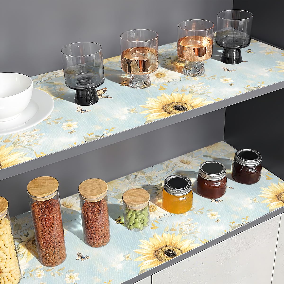 Floral Shelf Liner Non Adhesive Kitchen Drawer Liner 12in x 10ft (14.172 Sq Ft)