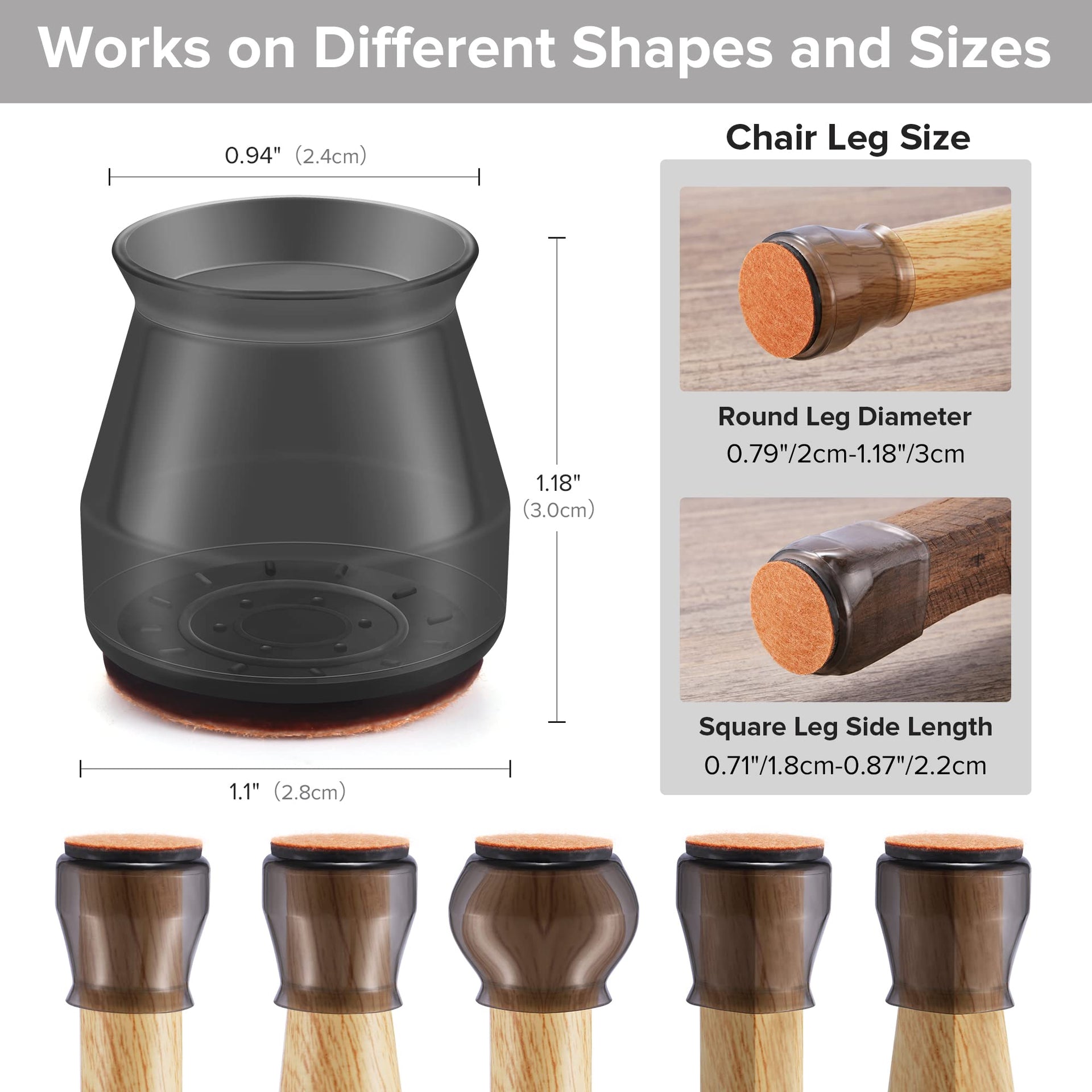 24PCS Upgraded Silicone Chair Leg Floor Protectors for Hardwood Floors (24 Count)