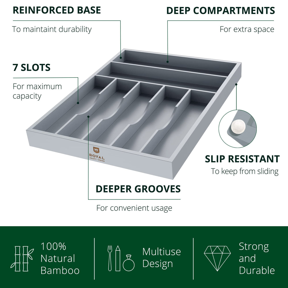 Luxury Bamboo Kitchen Drawer Organizer