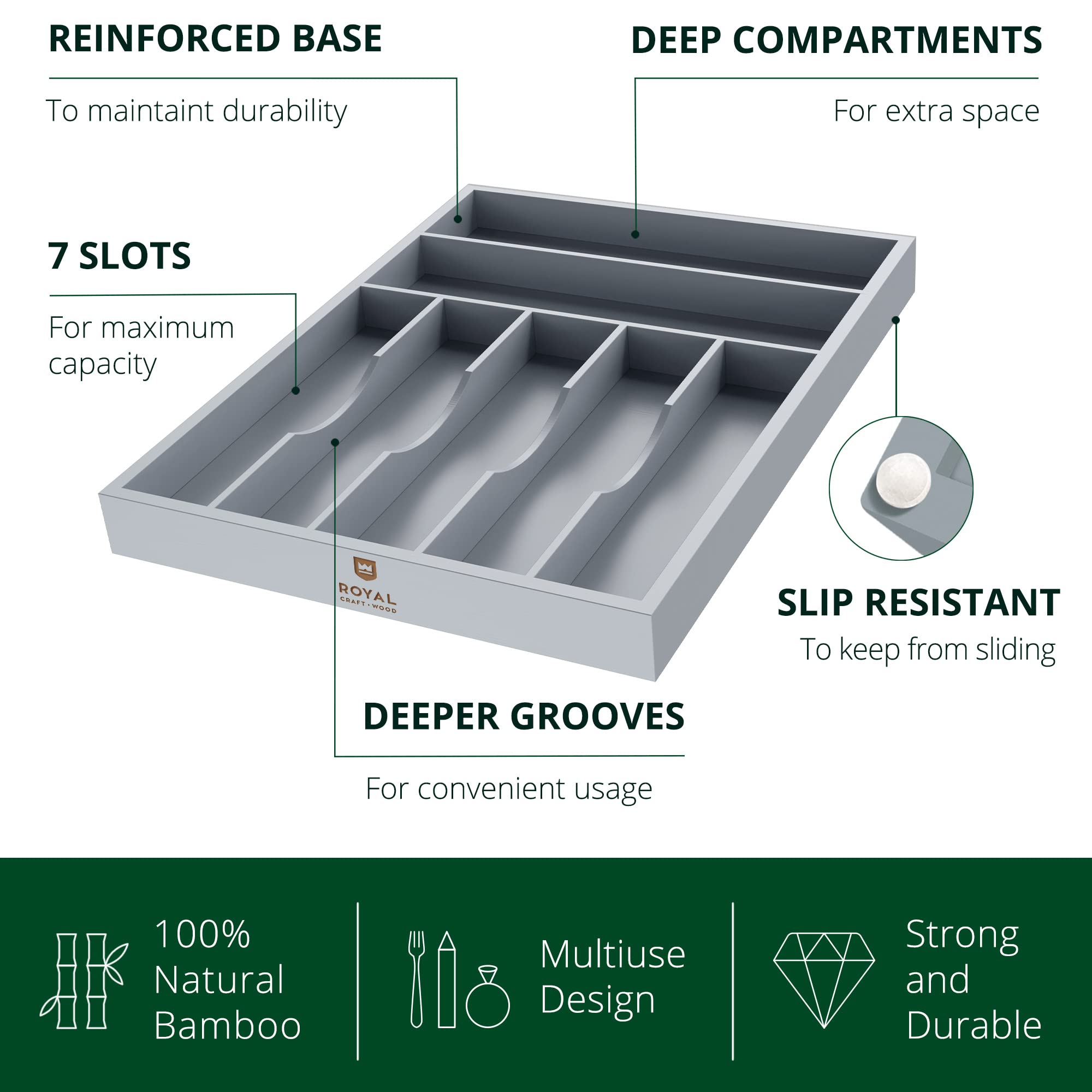 Luxury Bamboo Kitchen Drawer Organizer