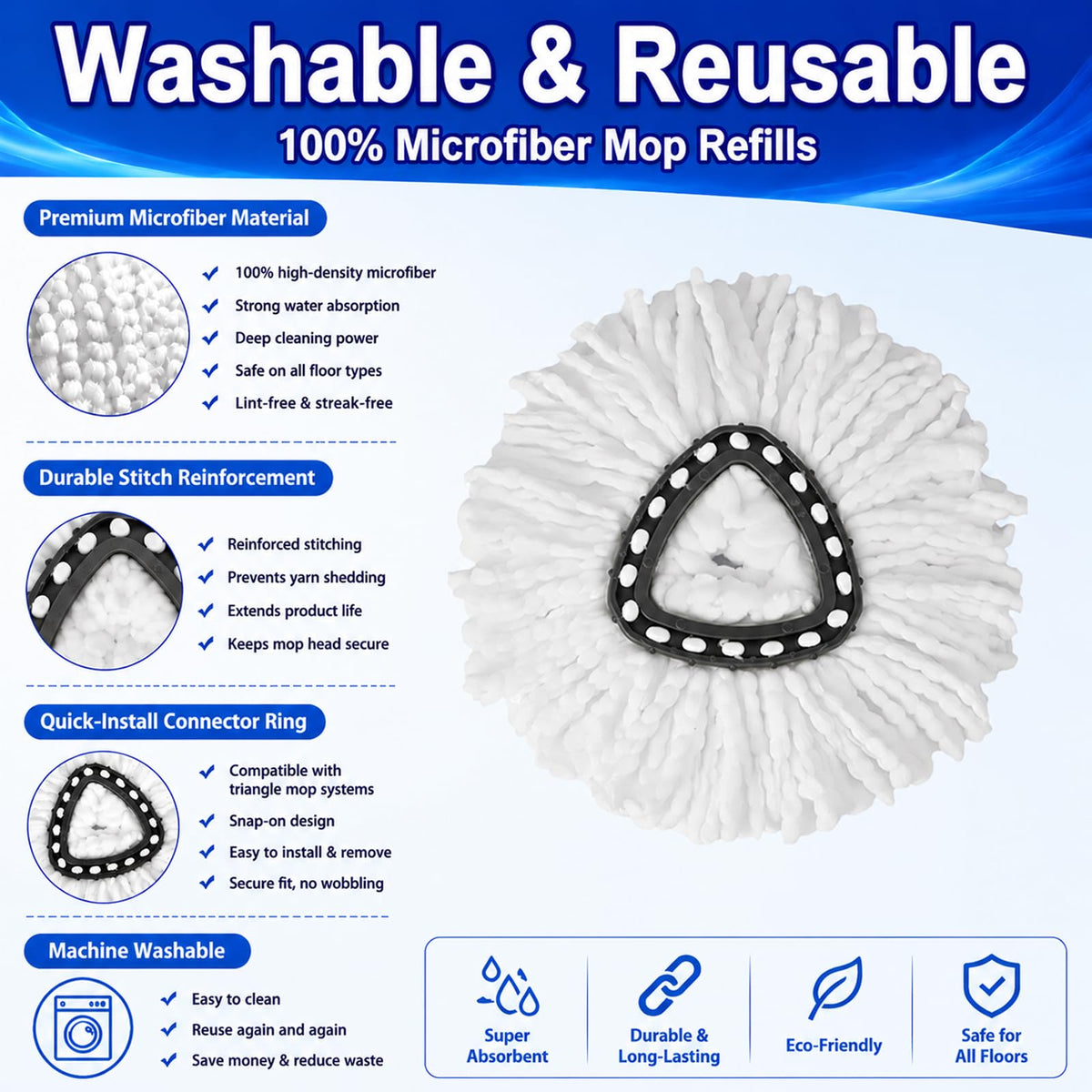 12 Pack Spin Mop Replacement Heads (12 Count) - ModHome Supplies