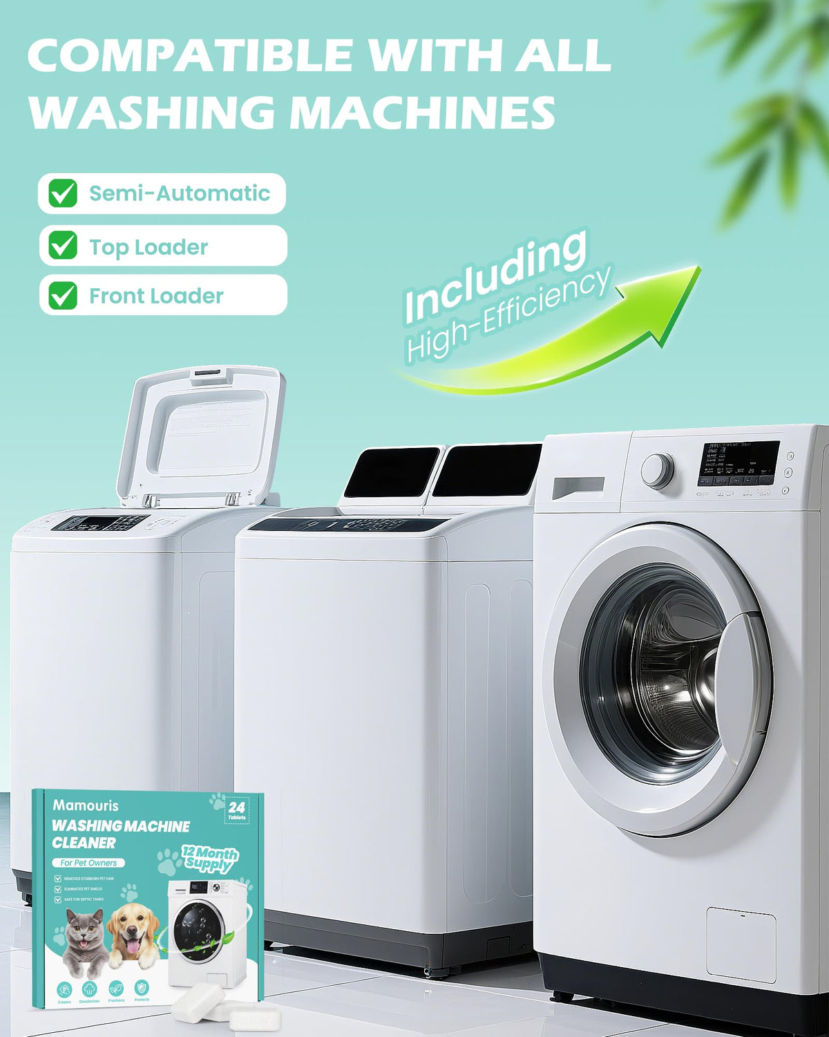 Washing Machine Cleaning Tablets Pro for Pet Owners 24 Pack 11G (24 Count)