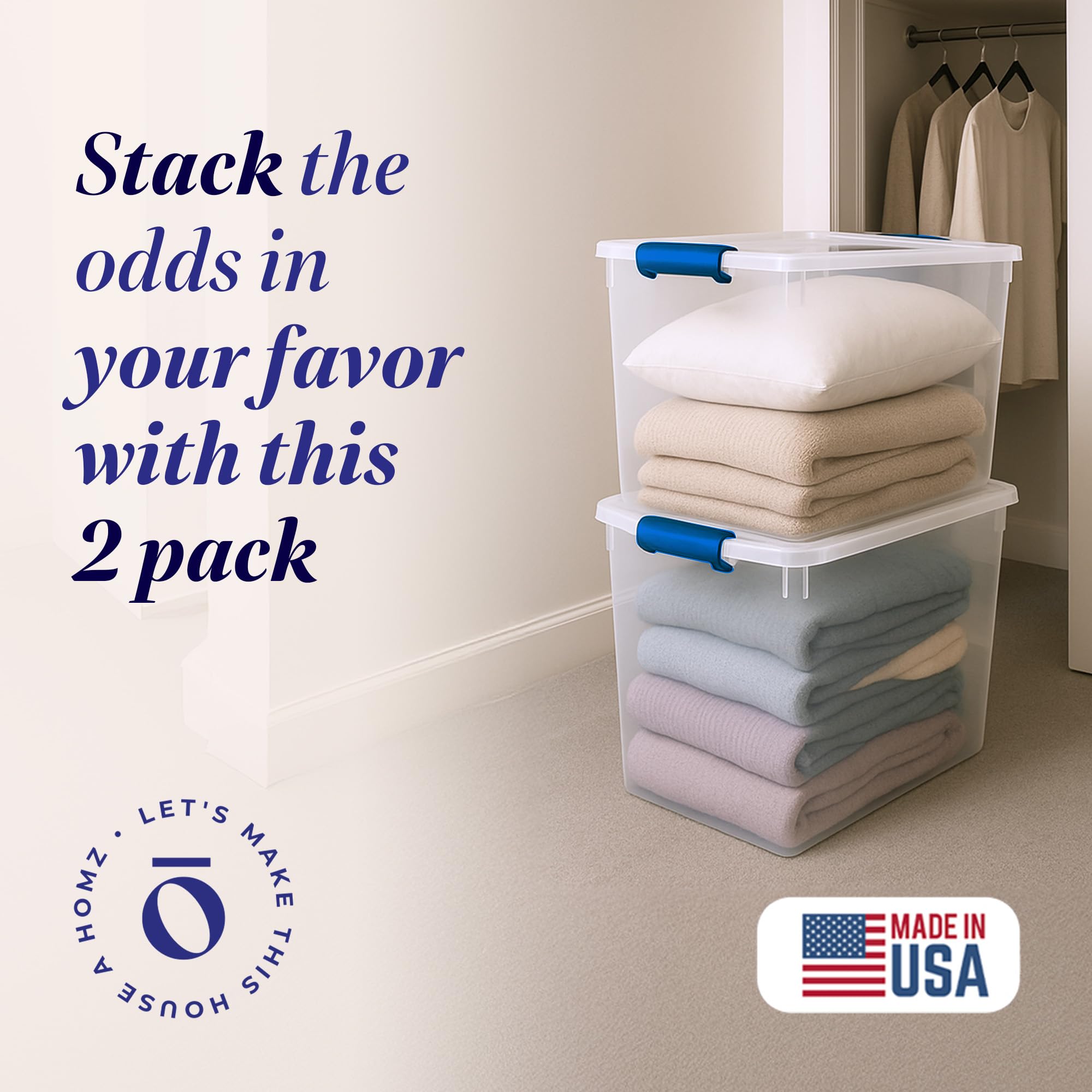 Clear Plastic Storage Bins w (2 Count)