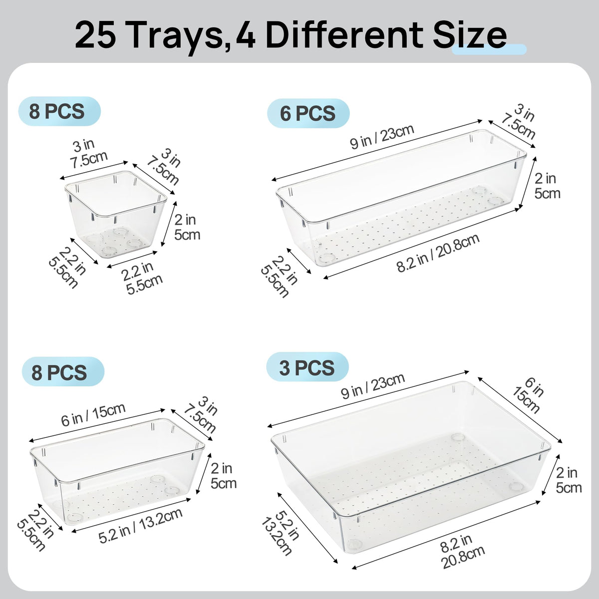 25 Pack Plastic Drawer Organizers with Non (25 Count)