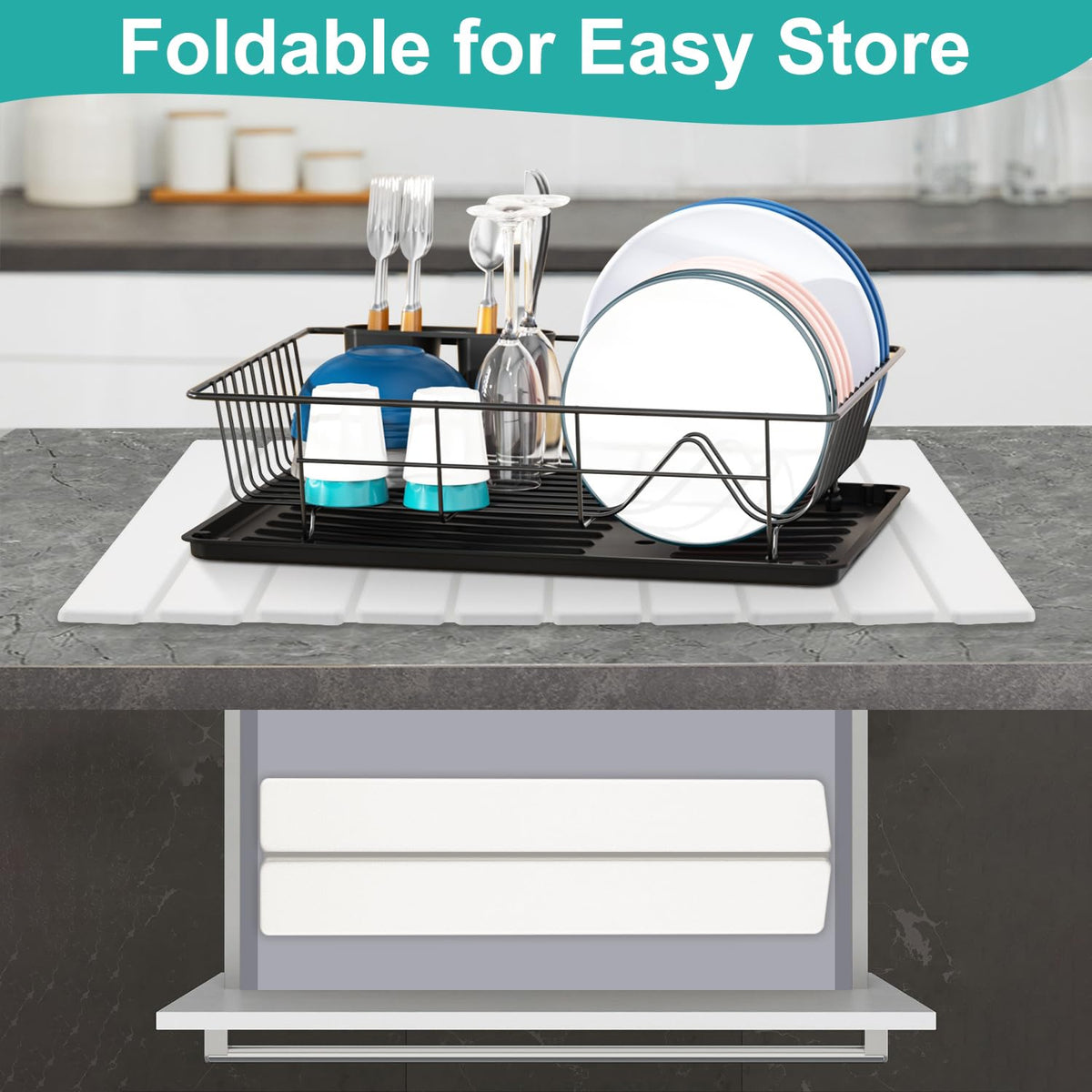 3 Pcs Large Stone Dish Drying Mat Kitchen Sink Counter Diatomite Dish Pad