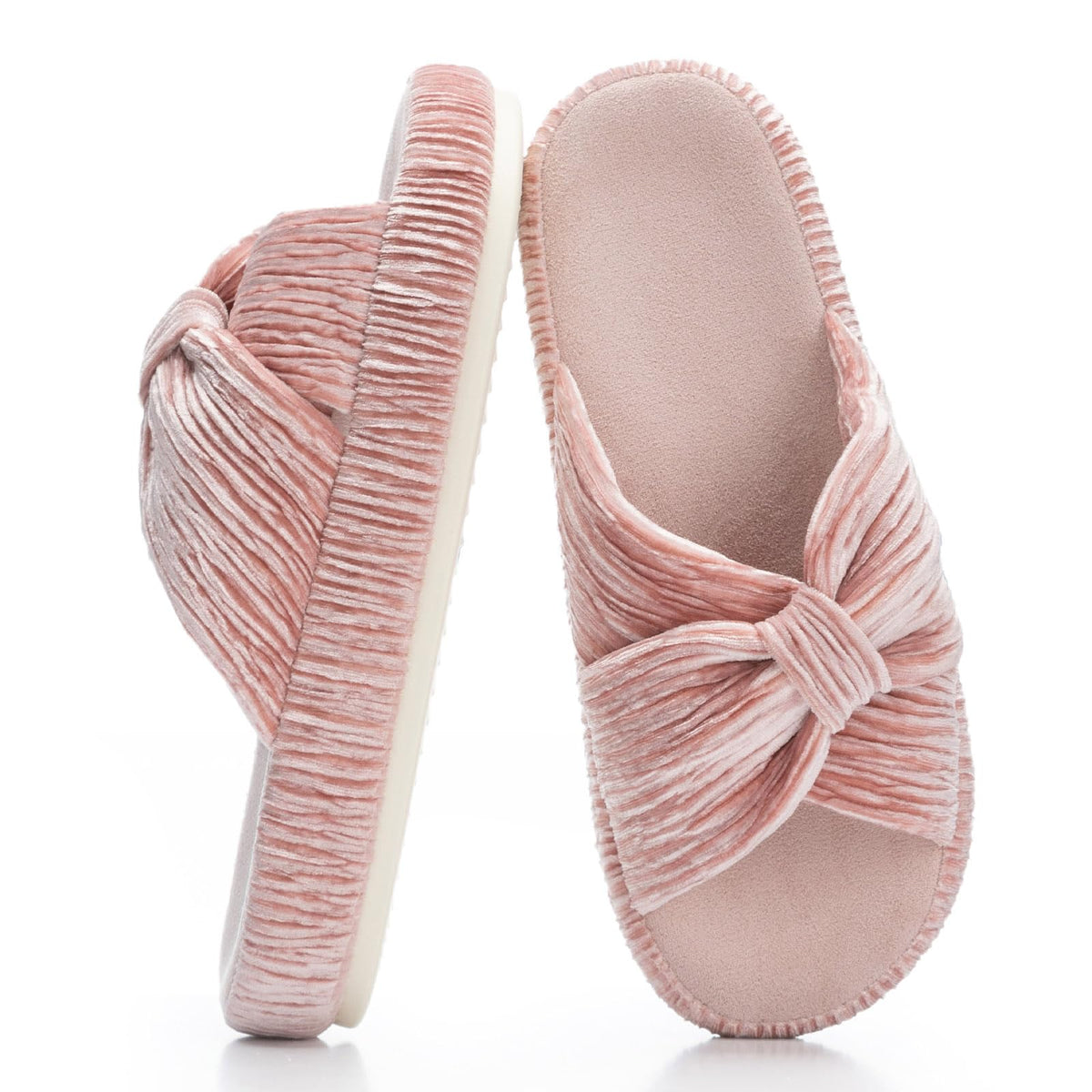 Slippers for Women Memory Foam House Bedroom Bow Crossbands Pearlescent Slipper Shoes Comfy Trendy Gift Slippers Pink Size 7 8 6.5