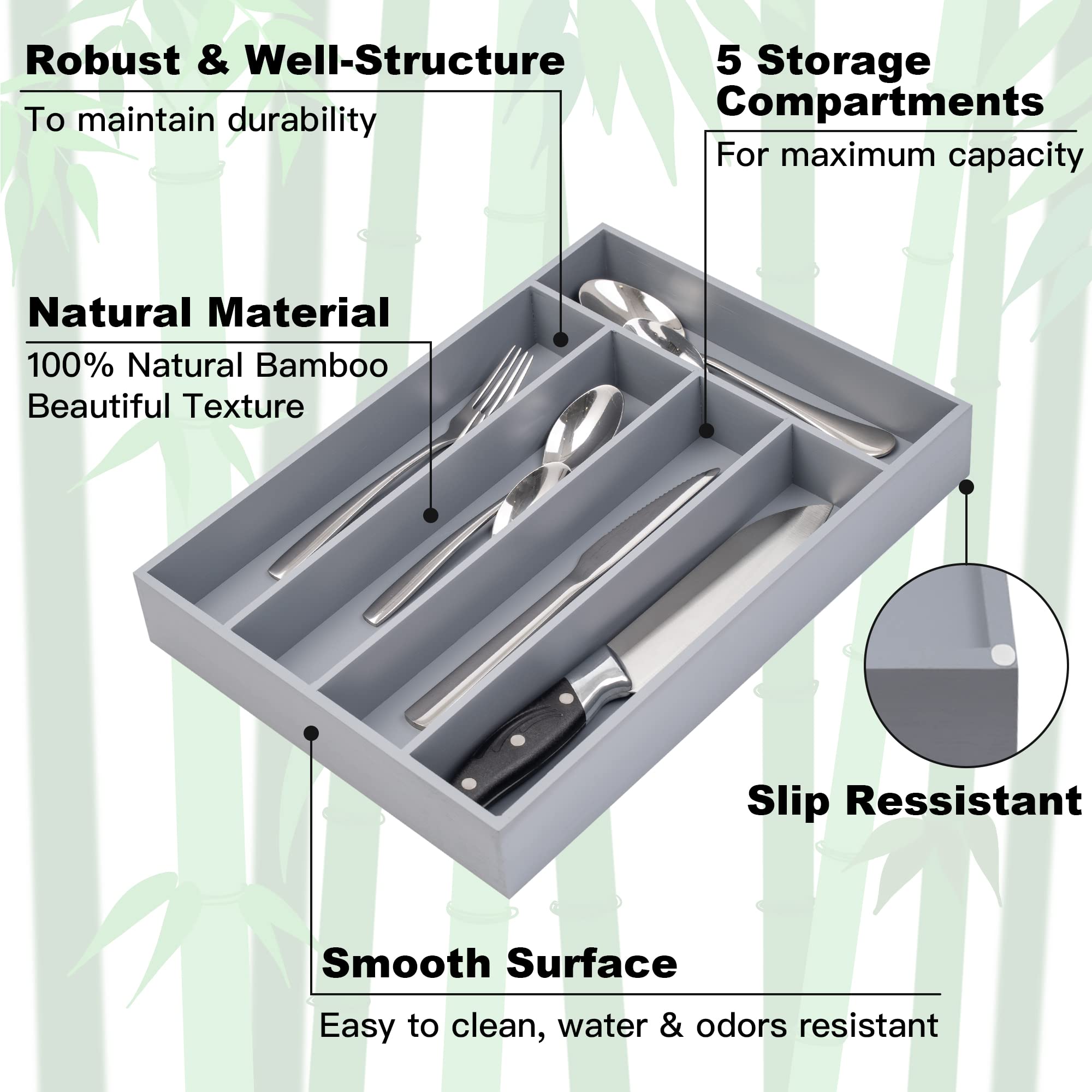 Bamboo Silverware Holder
