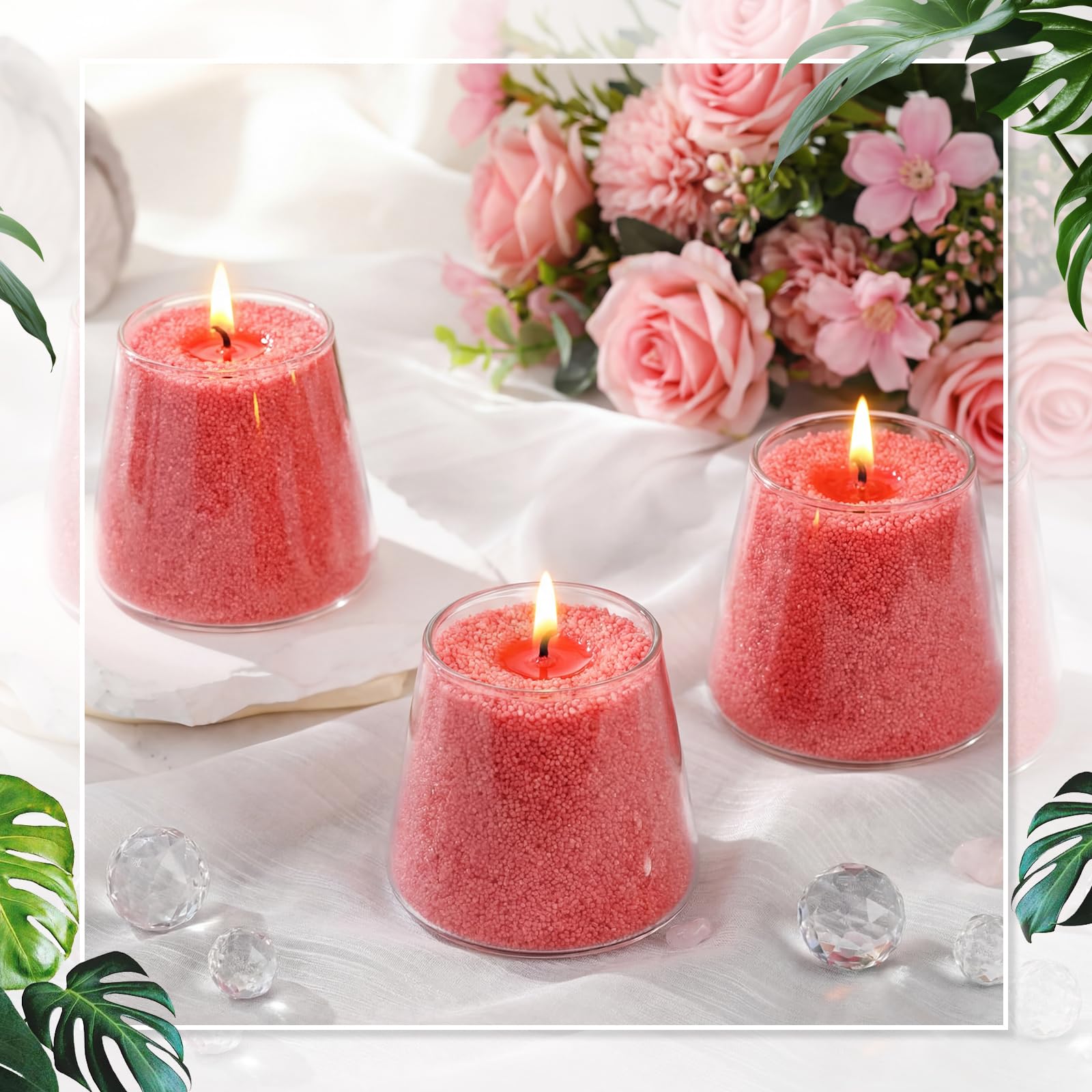 Candle Sand 3.3 lb DIY Pearled Candle Making Kit Included 20 Pcs Wicks and Refillable Beaded Wax Sand Beaded Wax Gift with Wicks Self Extinguish for Home Wedding Party Women