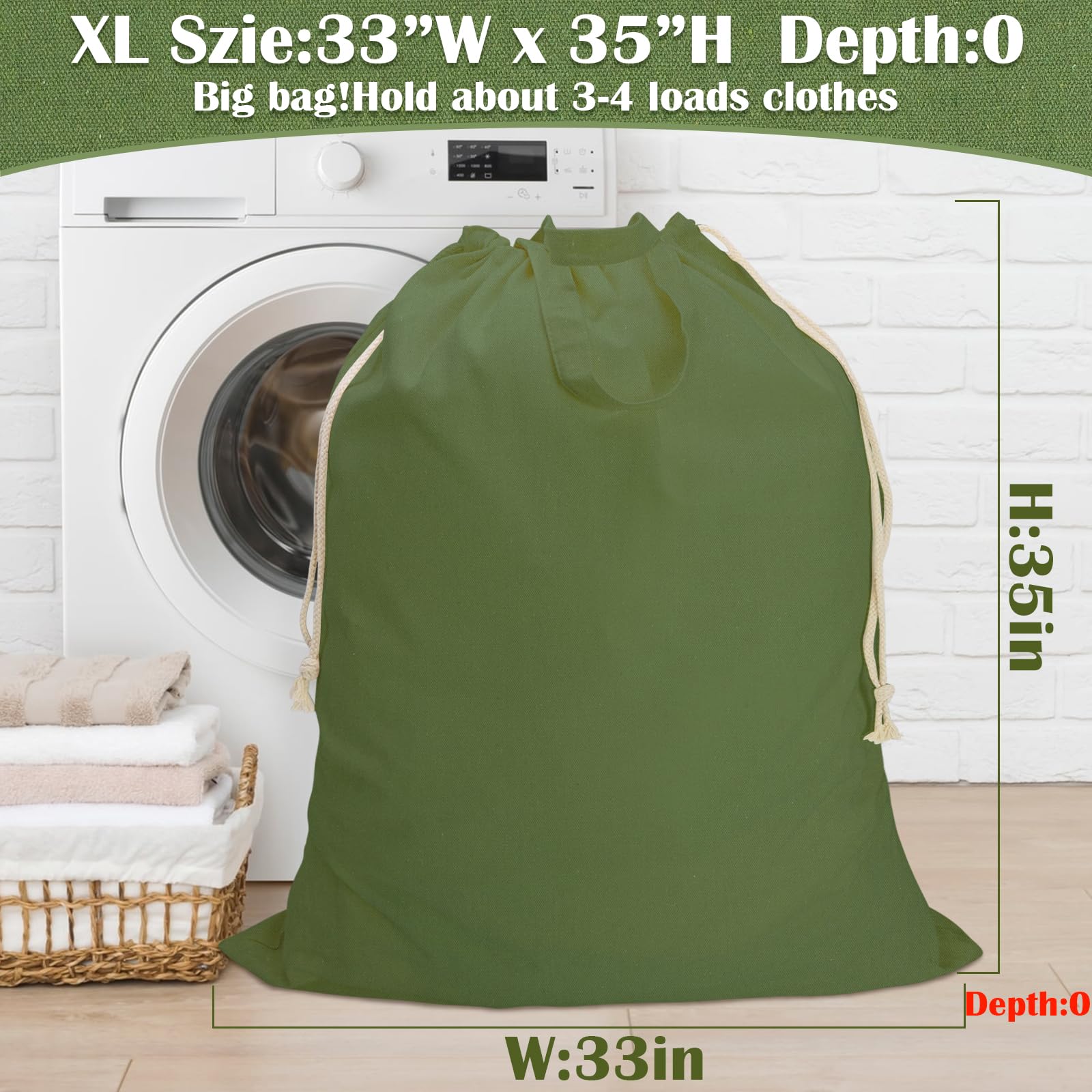 Canvas Laundry Bag 33"Wx 35"H