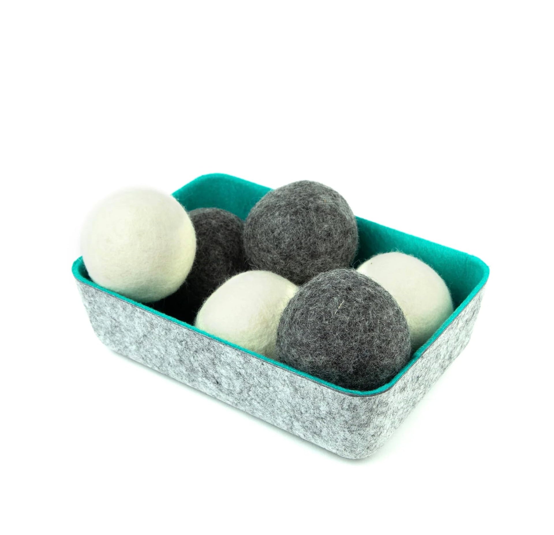 Wool Dryer Balls + Felt Storage Bin (6 Count)