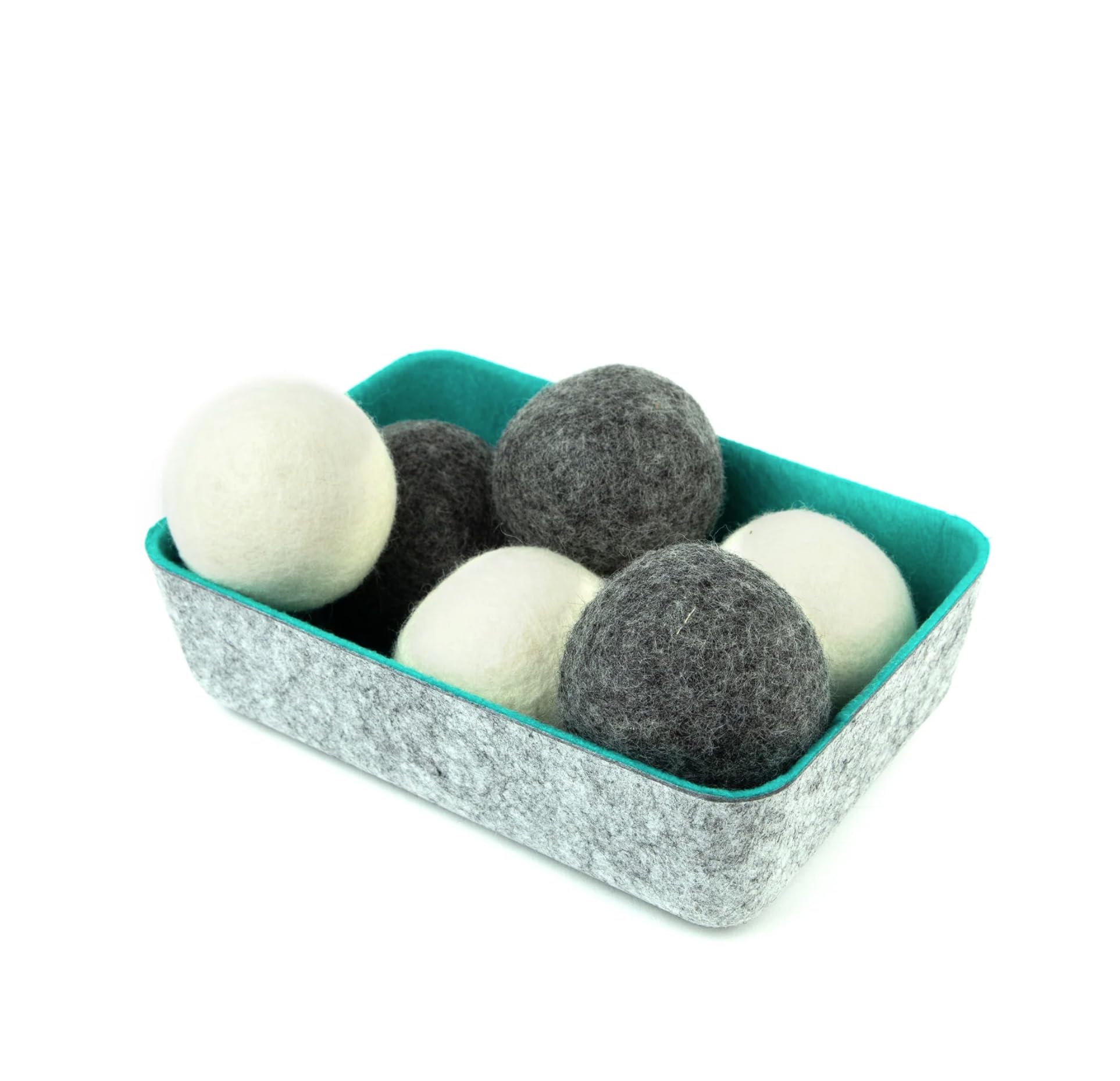Wool Dryer Balls + Felt Storage Bin (6 Count)