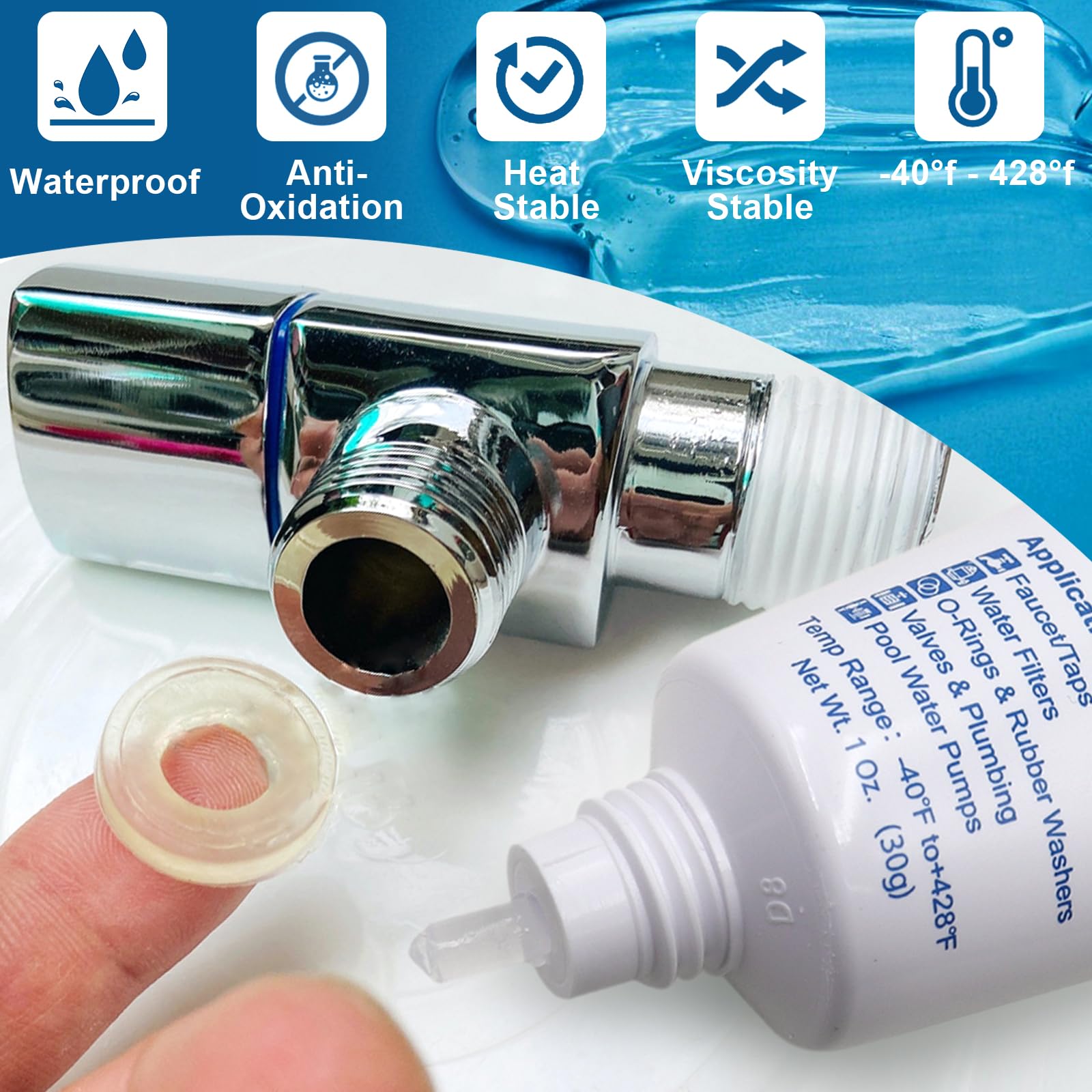 Faucet O Rings Grease Silicone Lubricant Pool Lube Tube for O Ring Rubber Washers Water Filter Pump Gaskets Cartridges Valves Pressure Plugs Seals