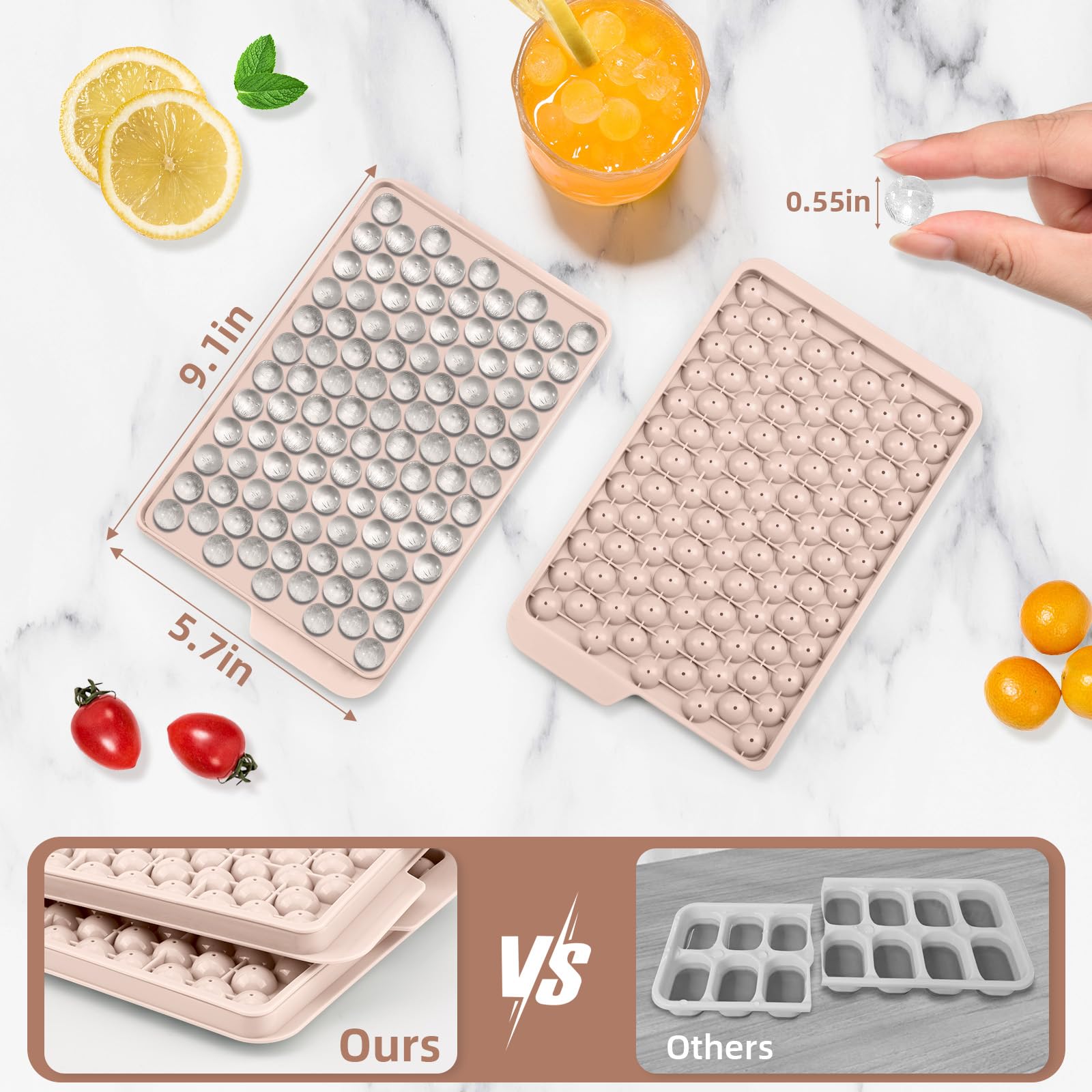 Mini Ice Cube Trays for Freezer with Lid (13.48 Ounce)