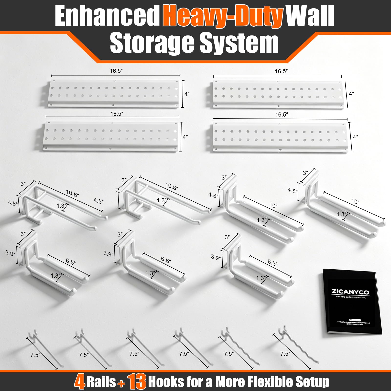 Garage Tool Organizer Wall Mount 66 inches with 13 Adjustable Heavy