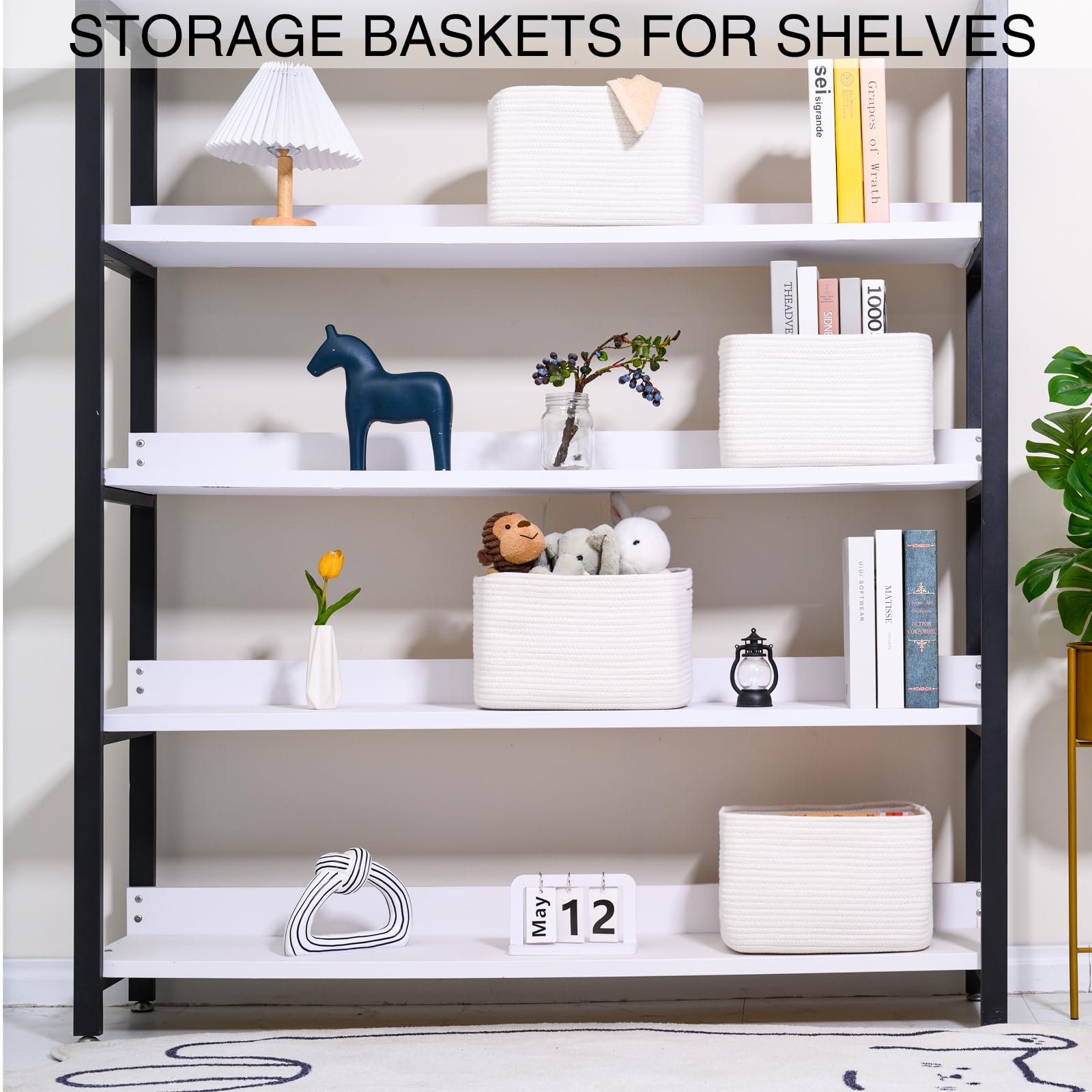 White Storage Baskets for Organizing (4 Count)
