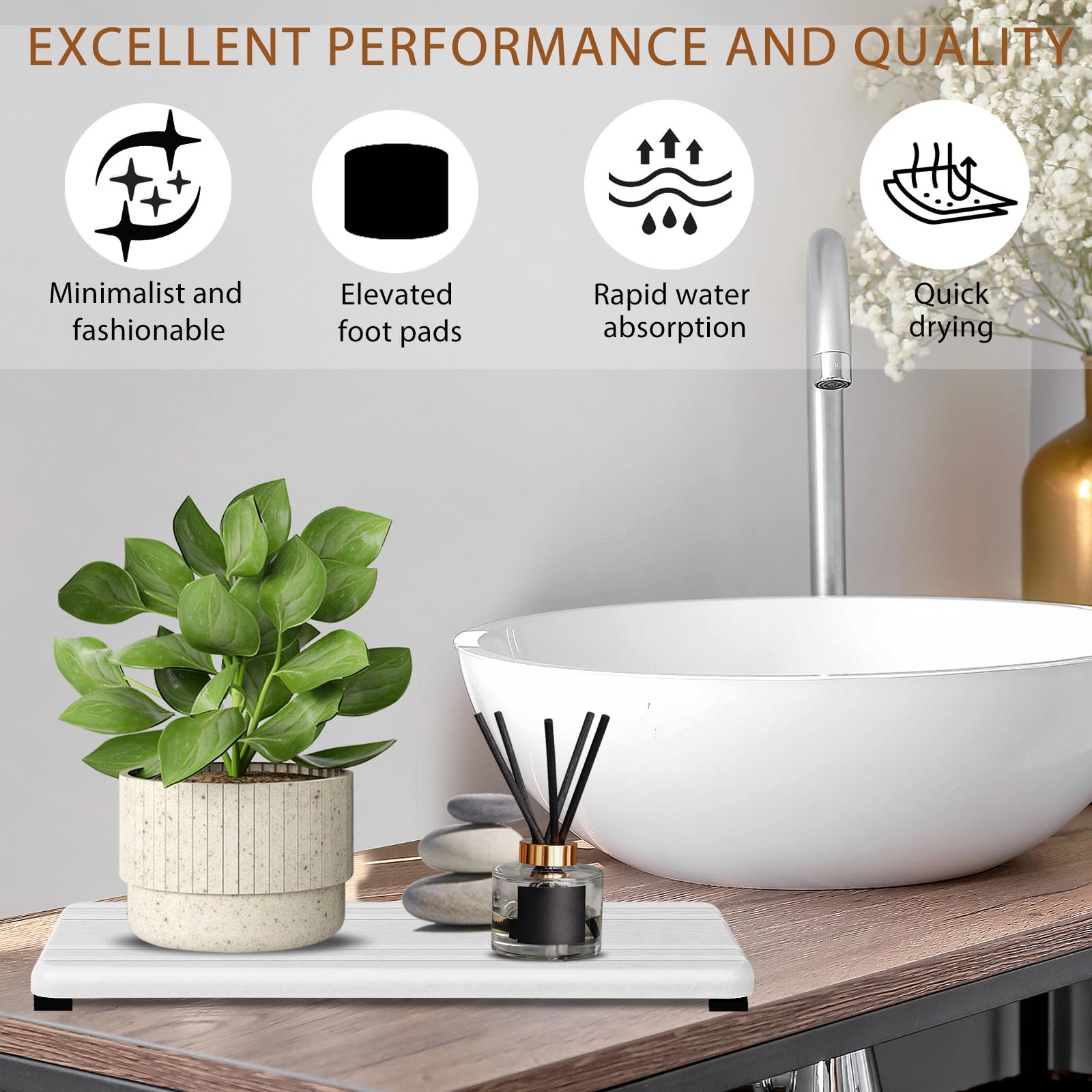 2PCS Water Absorbing Stone Tray (2 Count)