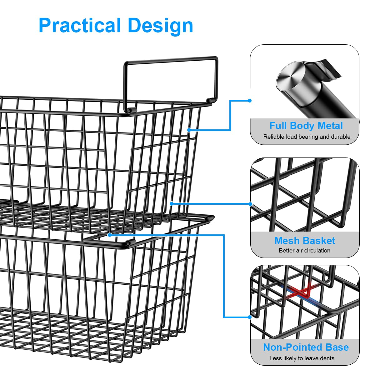 Stacking Freezer Organizer Bin Large Capacity Chest Freezer Baskets (4 Count)