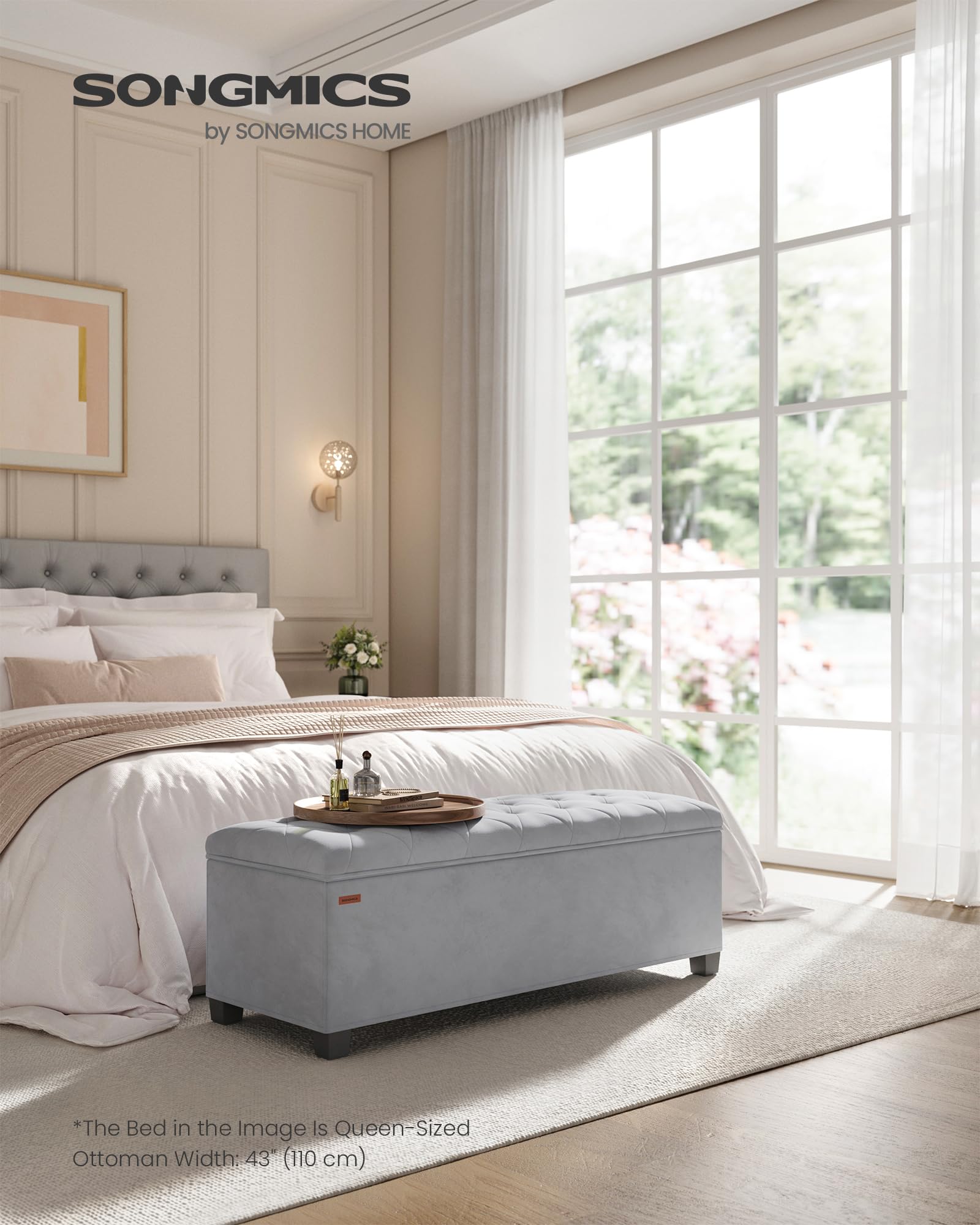 Velvet Storage Ottoman Bench