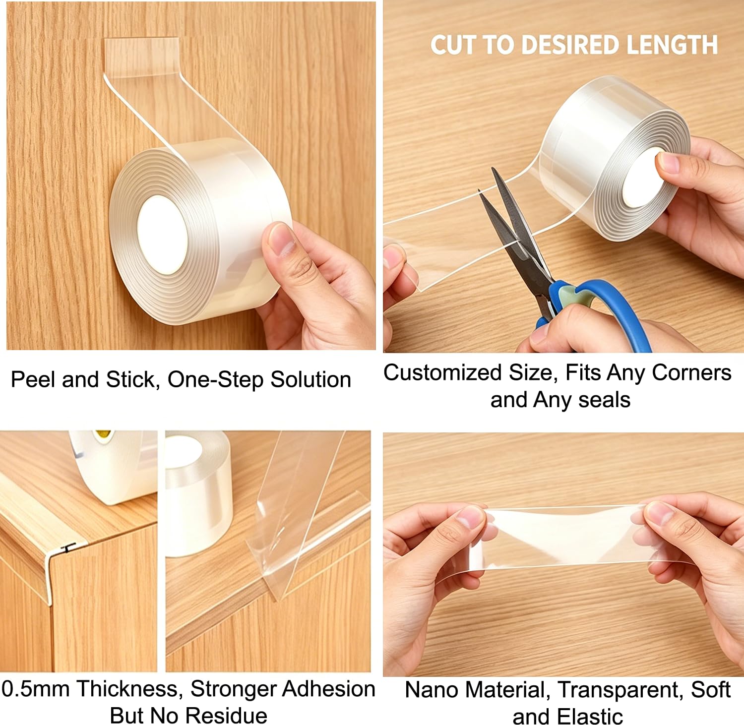 Transparent Window Weather Sealing Tape 2 Inch x 33 FT Weather Stripping Residue