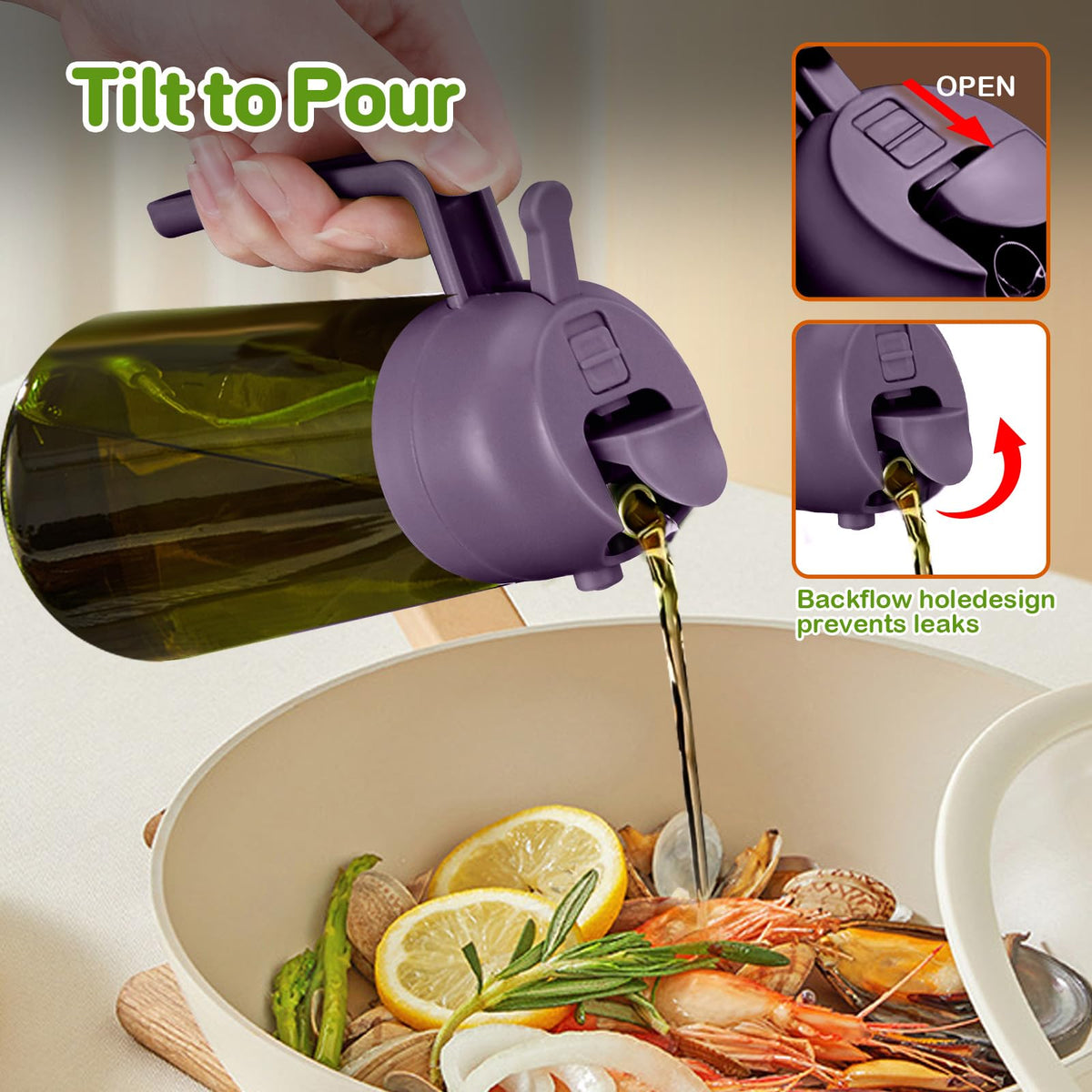 2Pcs 16oz 470ml Dark Green Oil Sprayer for Cooking with Stickers